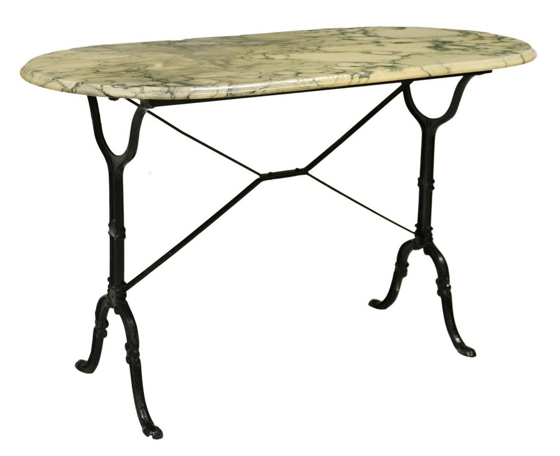 FRENCH CAST IRON & MARBLE-TOP BISTRO TABLE (1 of 4)