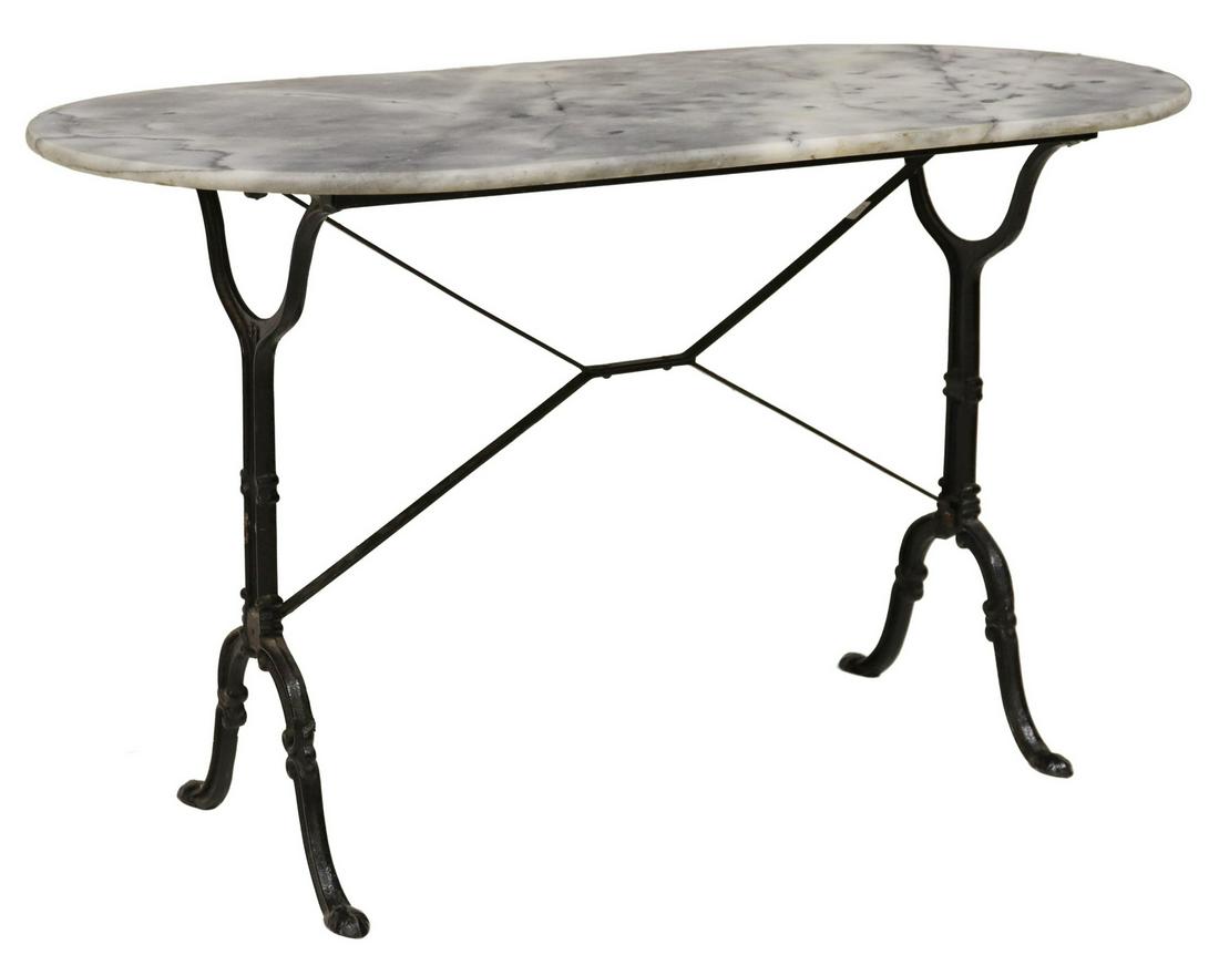 FRENCH CAST IRON & MARBLE-TOP BISTRO TABLE (1 of 4)