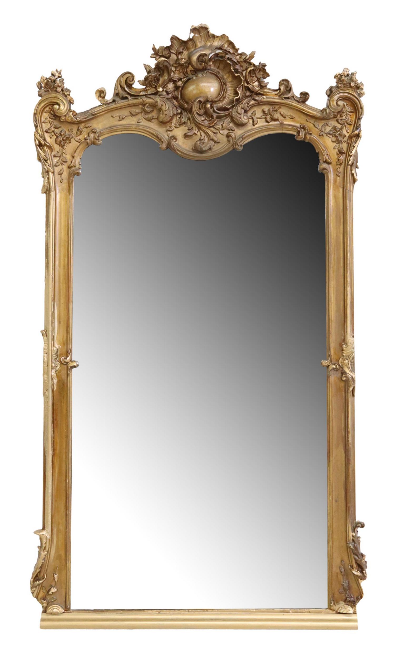 FRENCH LOUIS XV STYLE GILT BEVELED MIRROR, 19TH C. (1 of 3)