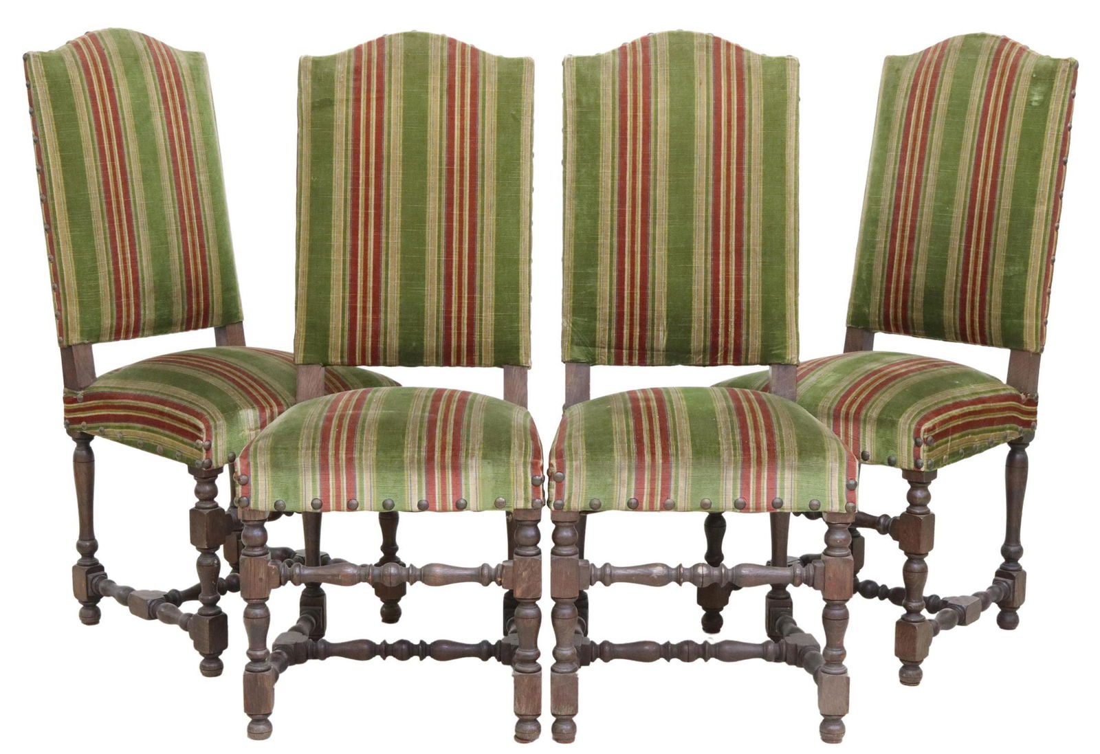 (4) FRENCH LOUIS XIII STYLE UPHOLSTERED OAK CHAIRS (1 of 3)