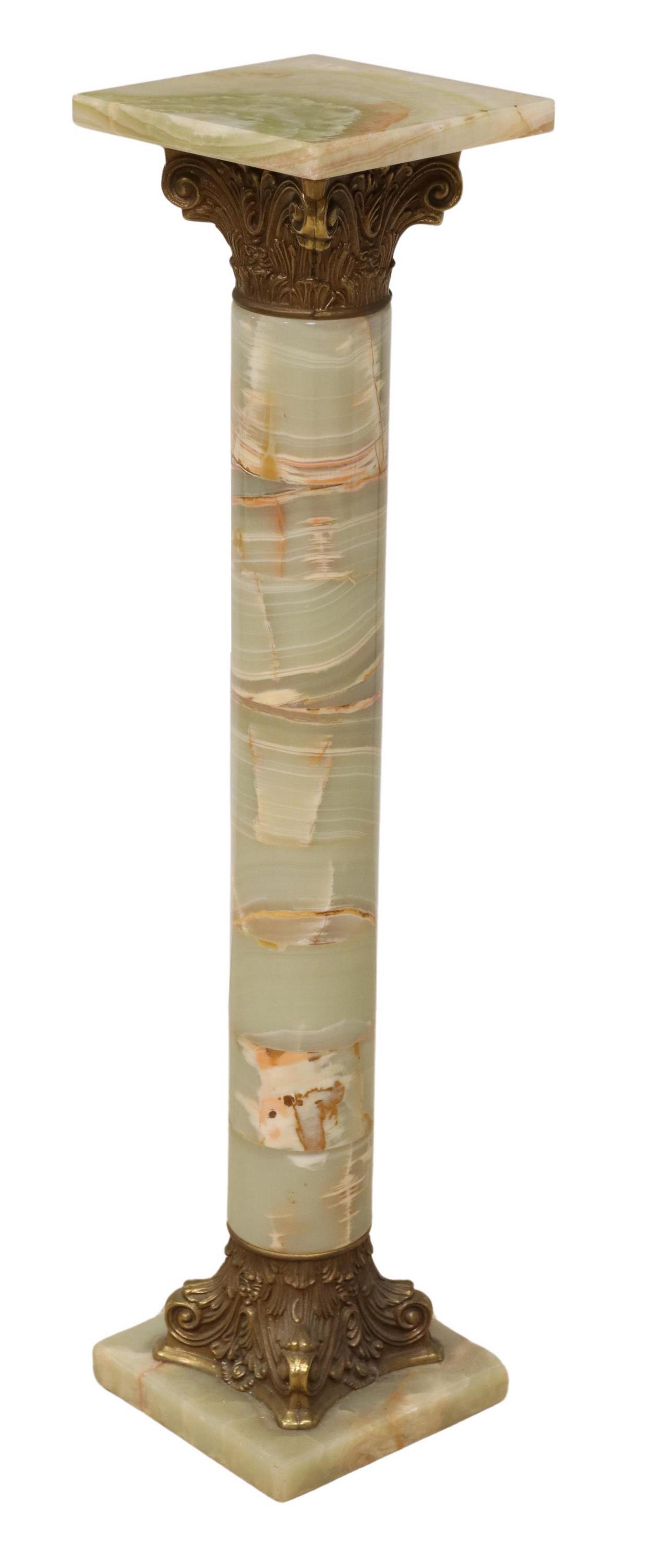 ONYX & GILT METAL MOUNTED PEDESTAL COLUMN (1 of 3)