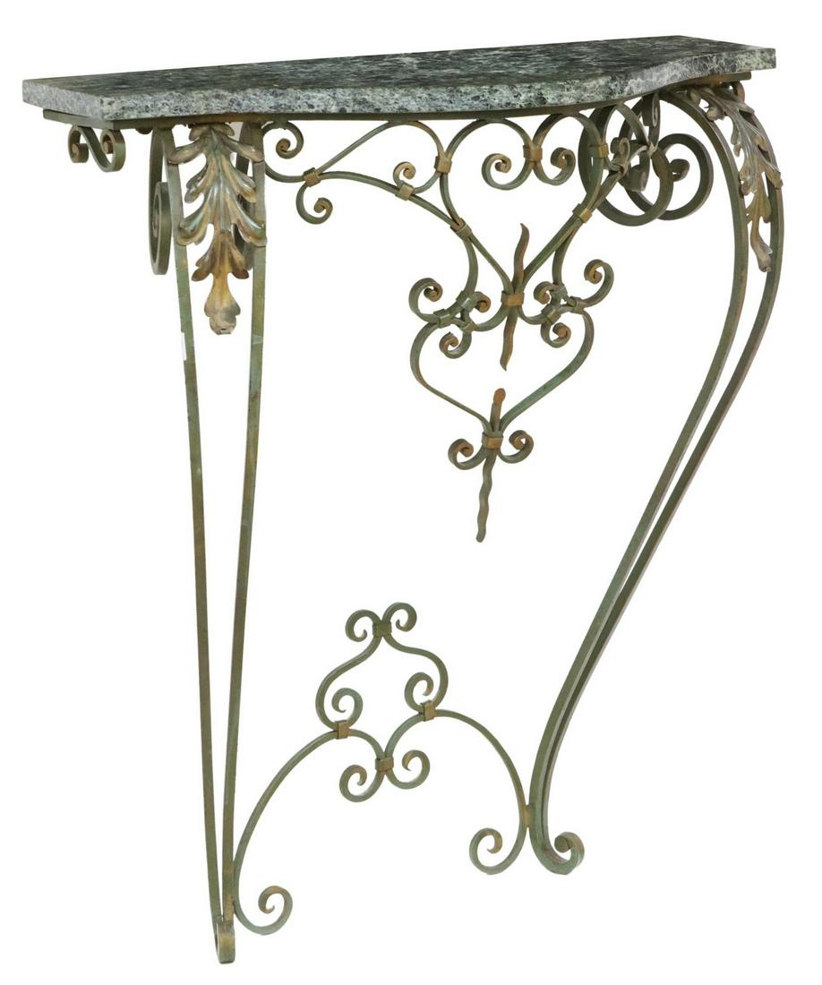 FRENCH MARBLE-TOP PAINTED IRON WALL BRACKET (1 of 3)