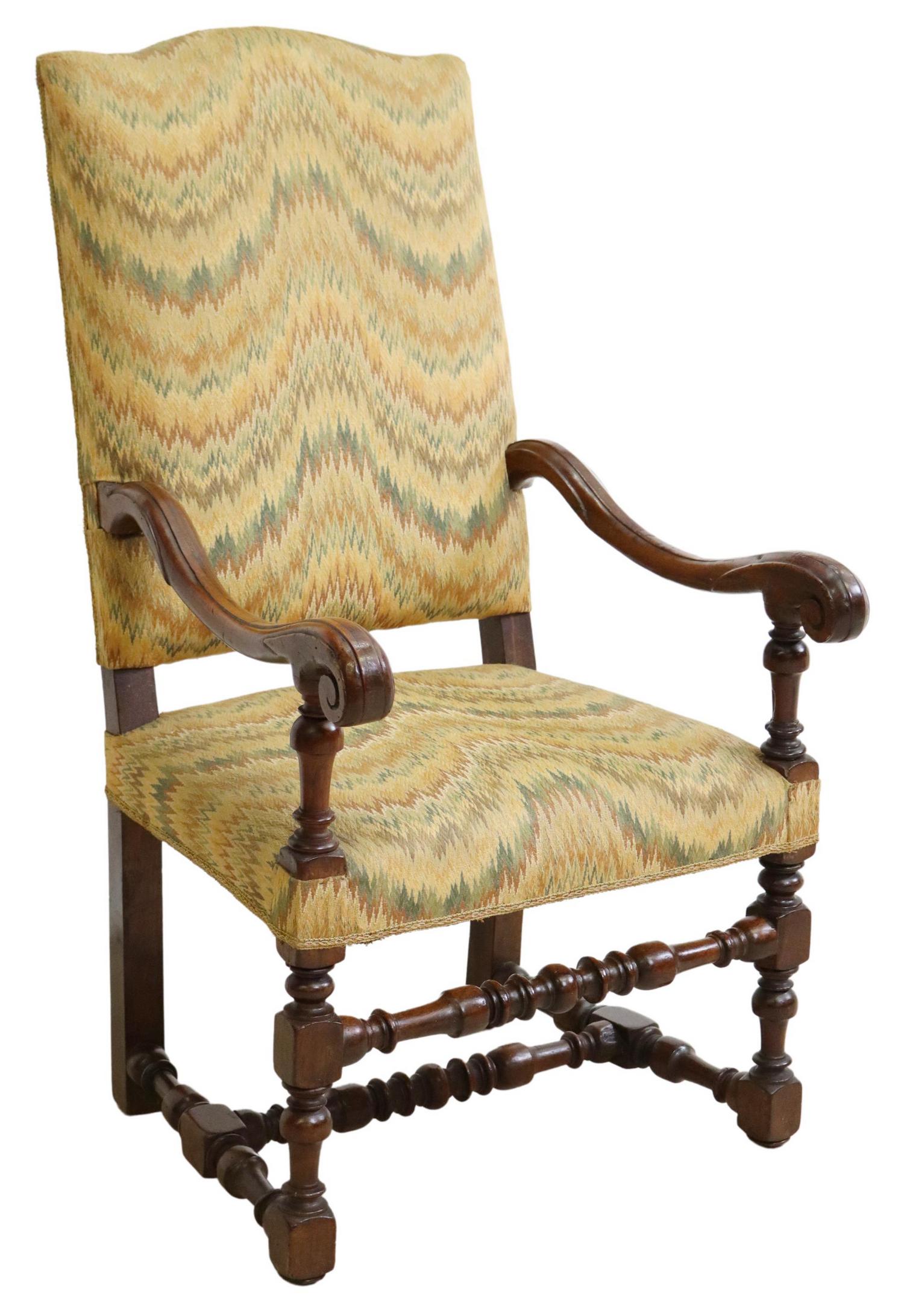 FRENCH LOUIS XIII STYLE HIGHBACK FAUTEUIL (1 of 3)