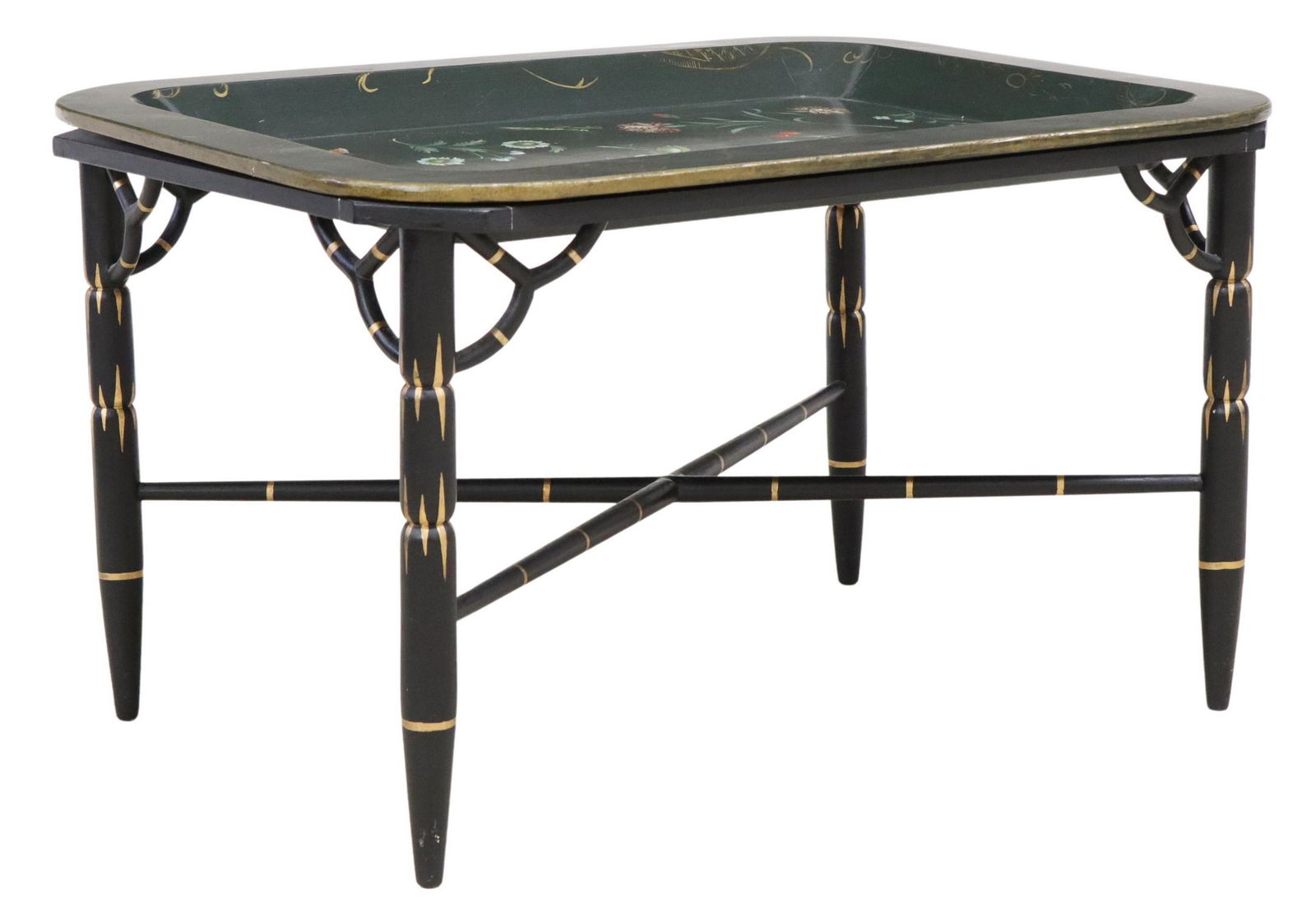 FLORAL PAINTED REMOVABLE TRAY-TOP COFFEE TABLE (1 of 4)