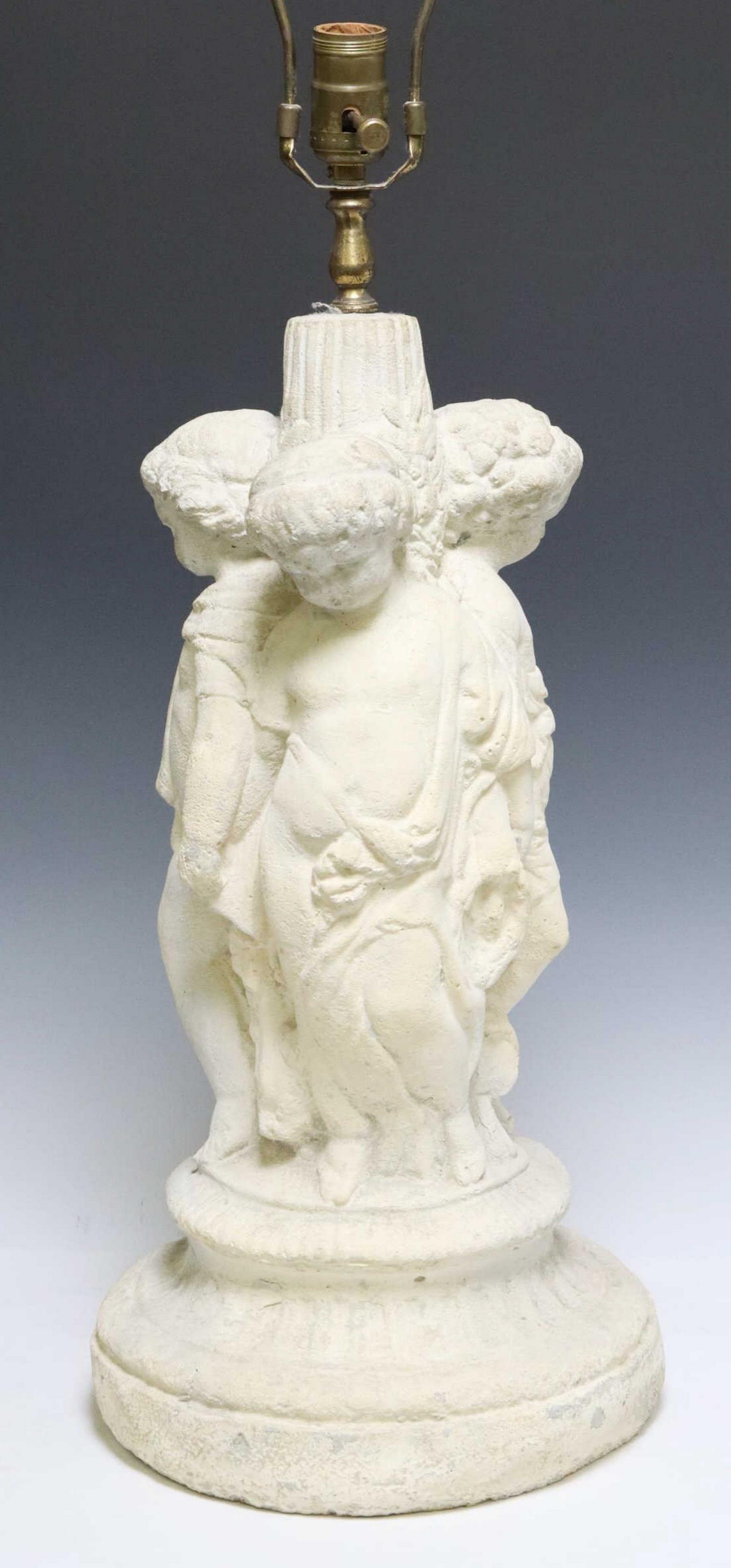 NEOCLASSICAL STYLE CAST STONE PUTTI TABLE LAMP (1 of 5)