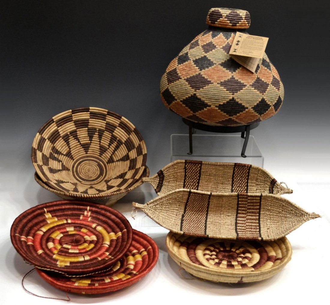 10 (8) COLLECTION OF VINTAGE AFRICAN WOVEN BASKETS