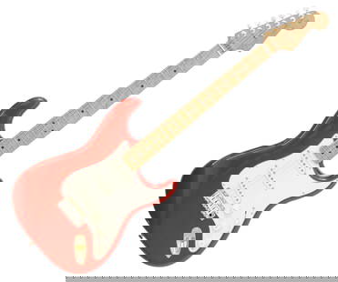 FENDER 'PARTSCASTER' RED ELECTRIC GUITAR: Red Fender Stratocaster, roasted maple neck, upgraded Fender pearl tuners, Fender Fat 50's pickups, Graphtech saddles, gold hardware, accompanied by Cahaya soft guitar bag, for shipping purposes: appr