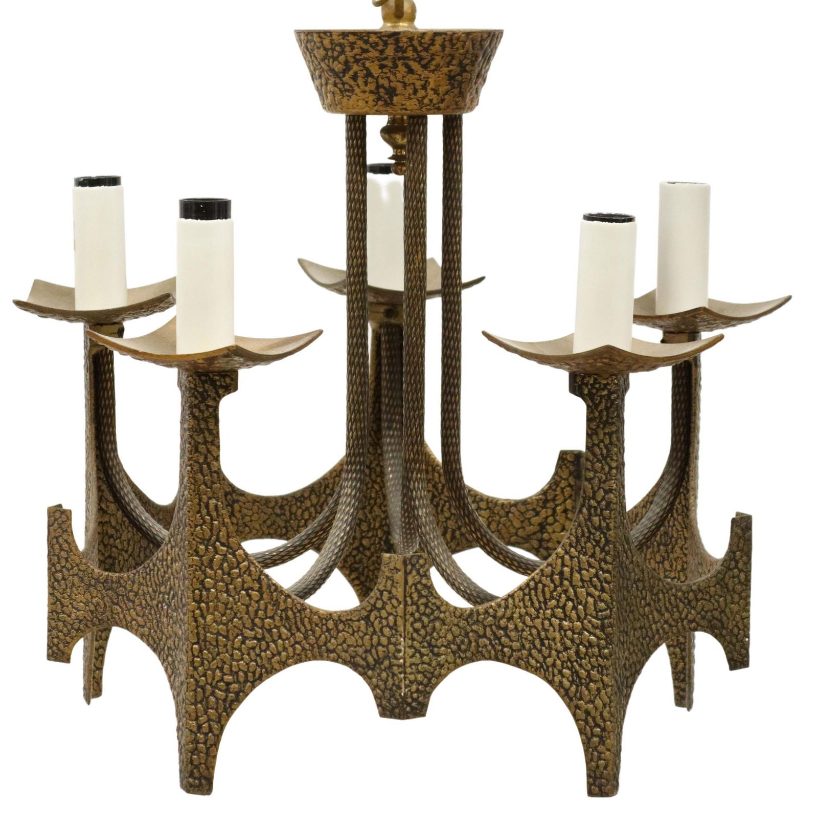 MOE BRIDGES (ATTR.) BRUTALIST 5-LT CHANDELIER (1 of 4)