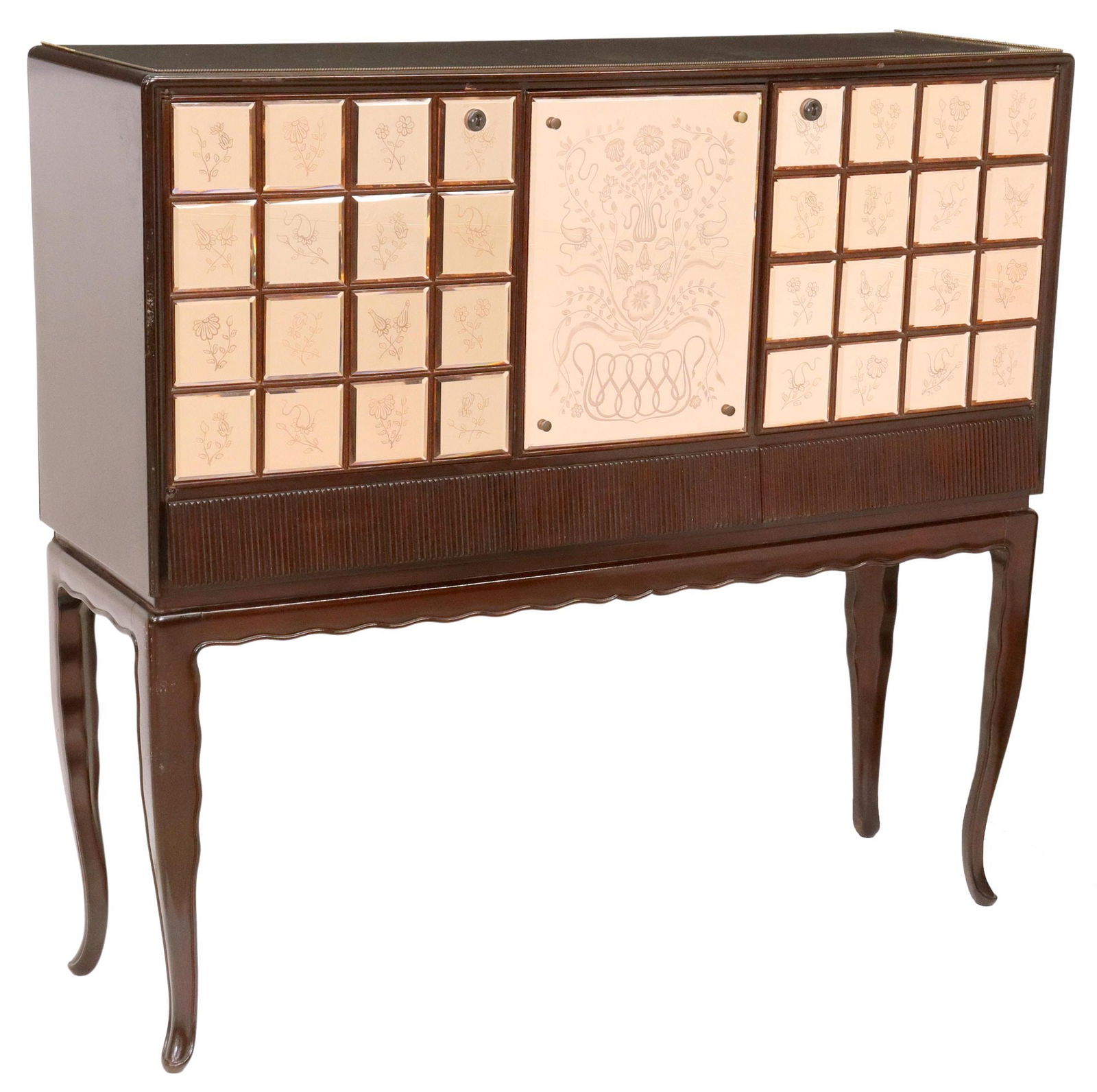 ITALIAN MID-CENTURY MIRROR PANELED BAR CABINET (1 of 9)