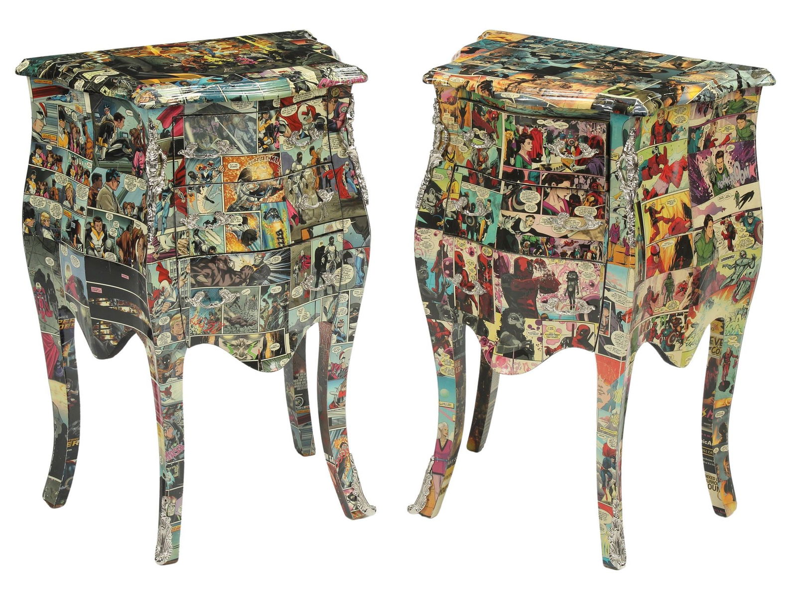 (2) MODERN COMIC BOOK VENEERED NIGHTSTANDS (1 of 3)
