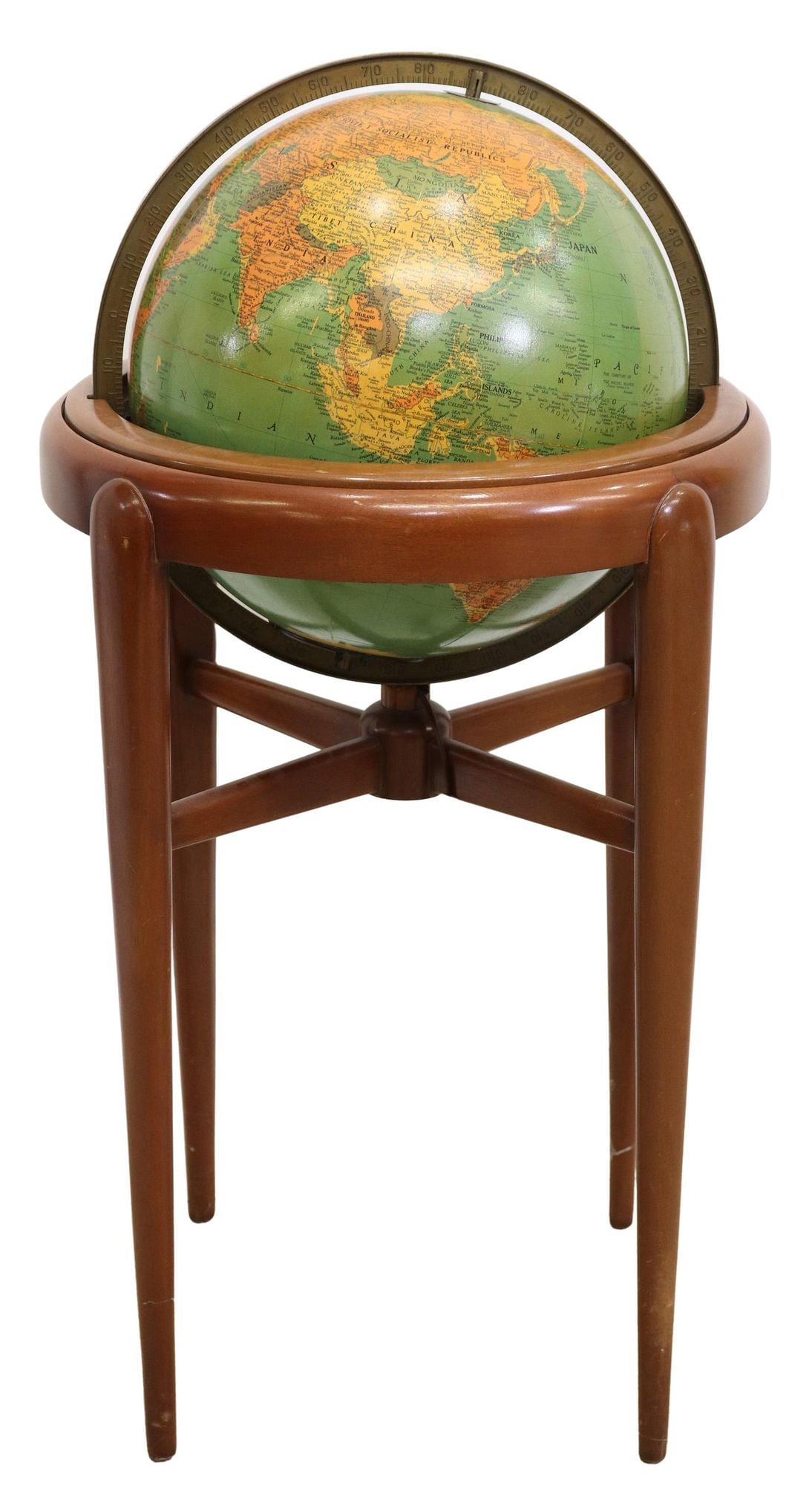 MID-CENTURY REPLOGLE ILLUMINATED 16" LIBRARY GLOBE (1 of 5)