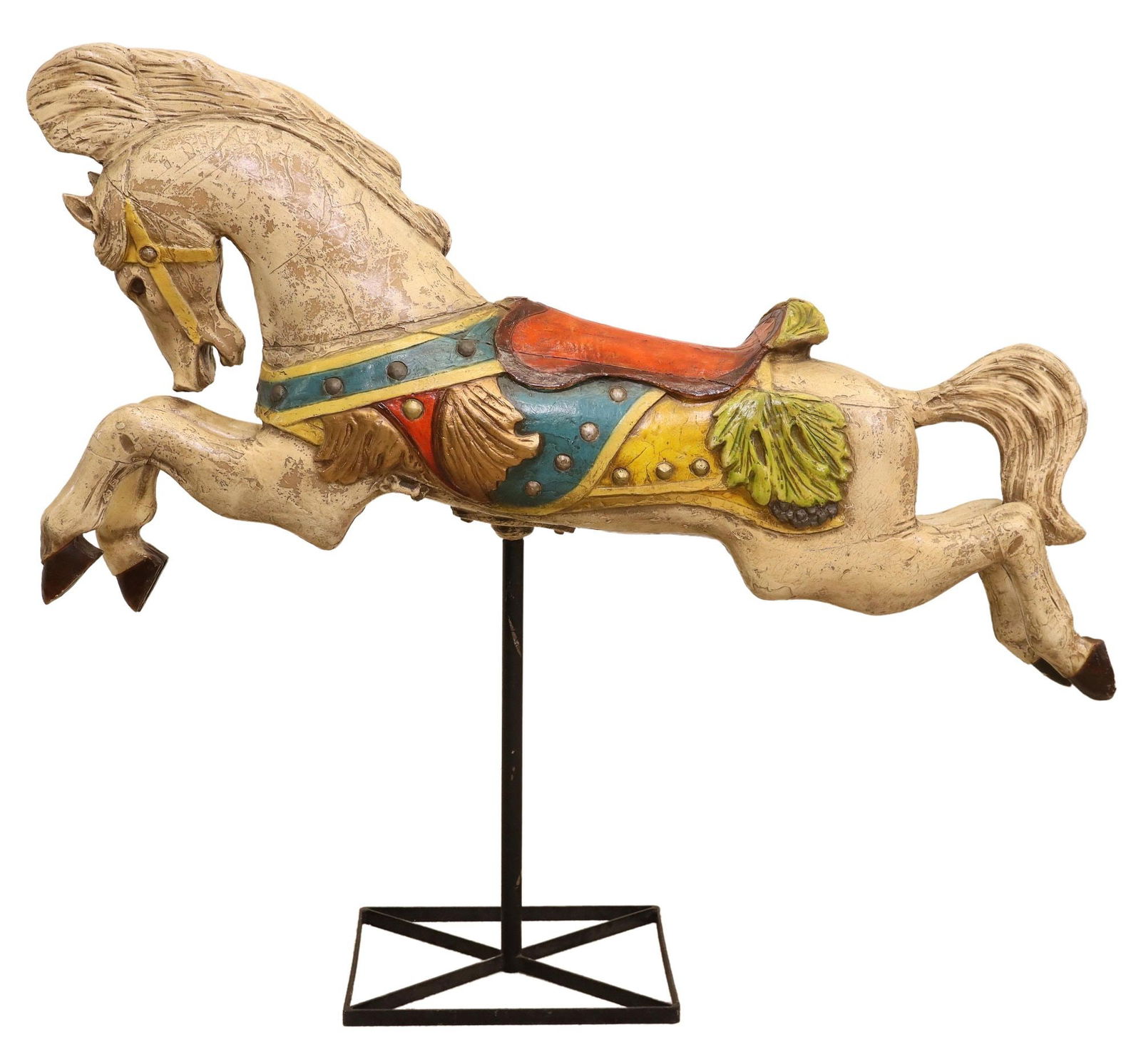 DECORATIVE POLYCHROME PAINTED CAROUSEL HORSE (1 of 4)