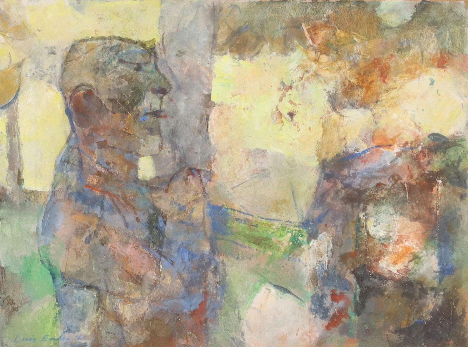 LUIS EADES (D.2014) CASEIN PAINTING 'THE FORESTER' (1 of 5)