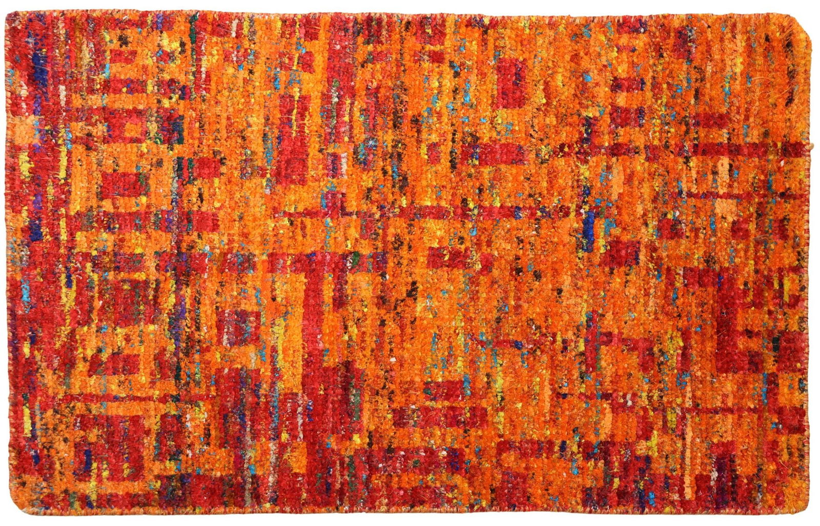 HAND-TIED MODERN DESIGN RUG, INDIA, 3'2" X 1'11.5" (1 of 3)