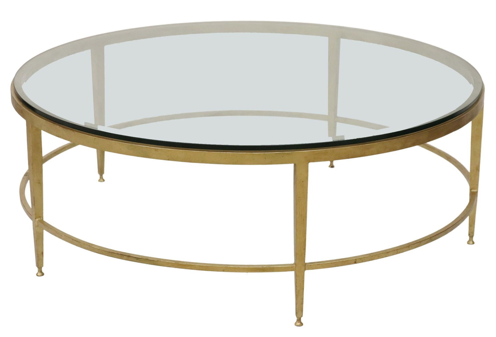 CONTEMPORARY GLASS TOP GILT METAL COCKTAIL TABLE (1 of 3)
