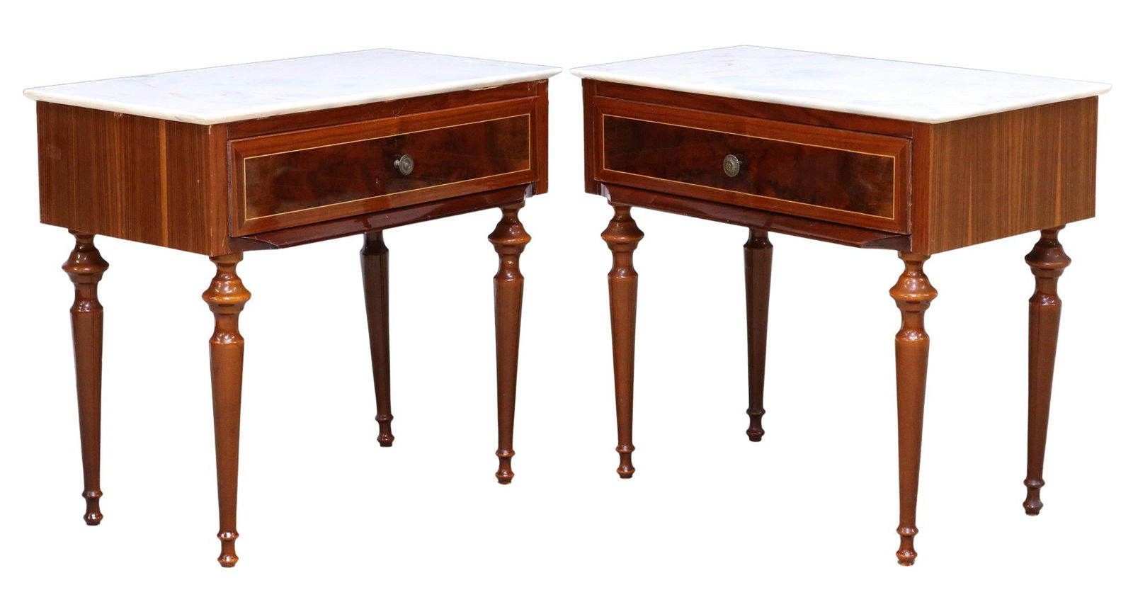 (2) MID-CENTURY MODERN MARBLE-TOP NIGHTSTANDS (1 of 5)