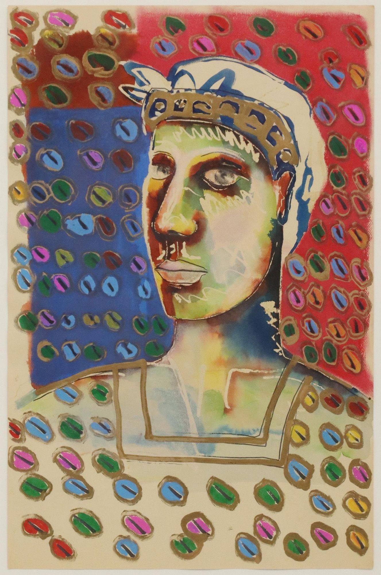 PATRICK WADLEY (ATX 1950-1992) WATERCOLOR PORTRAIT (1 of 4)