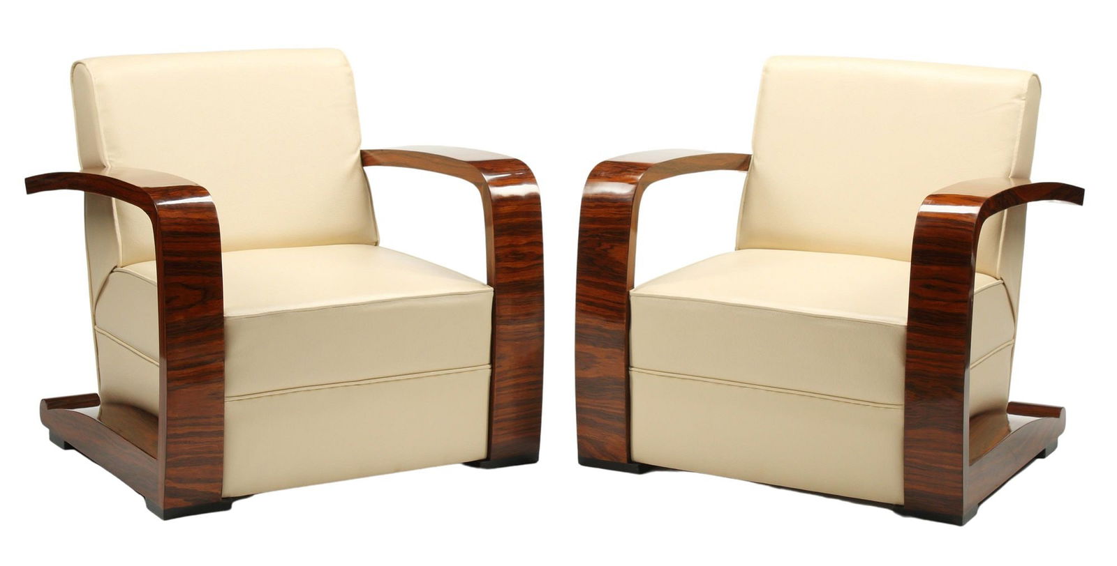 (2) ART DECO STYLE LEATHER ARMCHAIRS (1 of 4)
