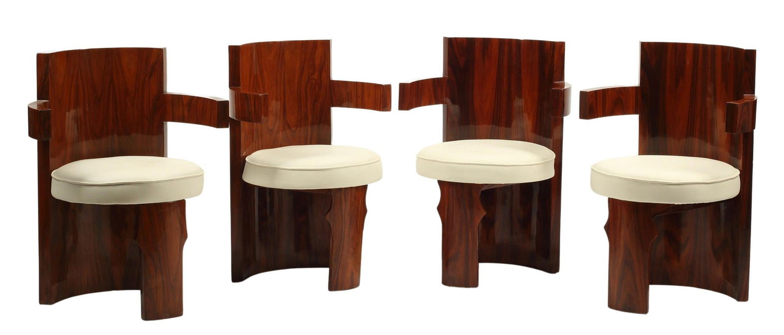 (4) ART DECO STYLE SCULPTURAL BARREL ARMCHAIRS (1 of 3)