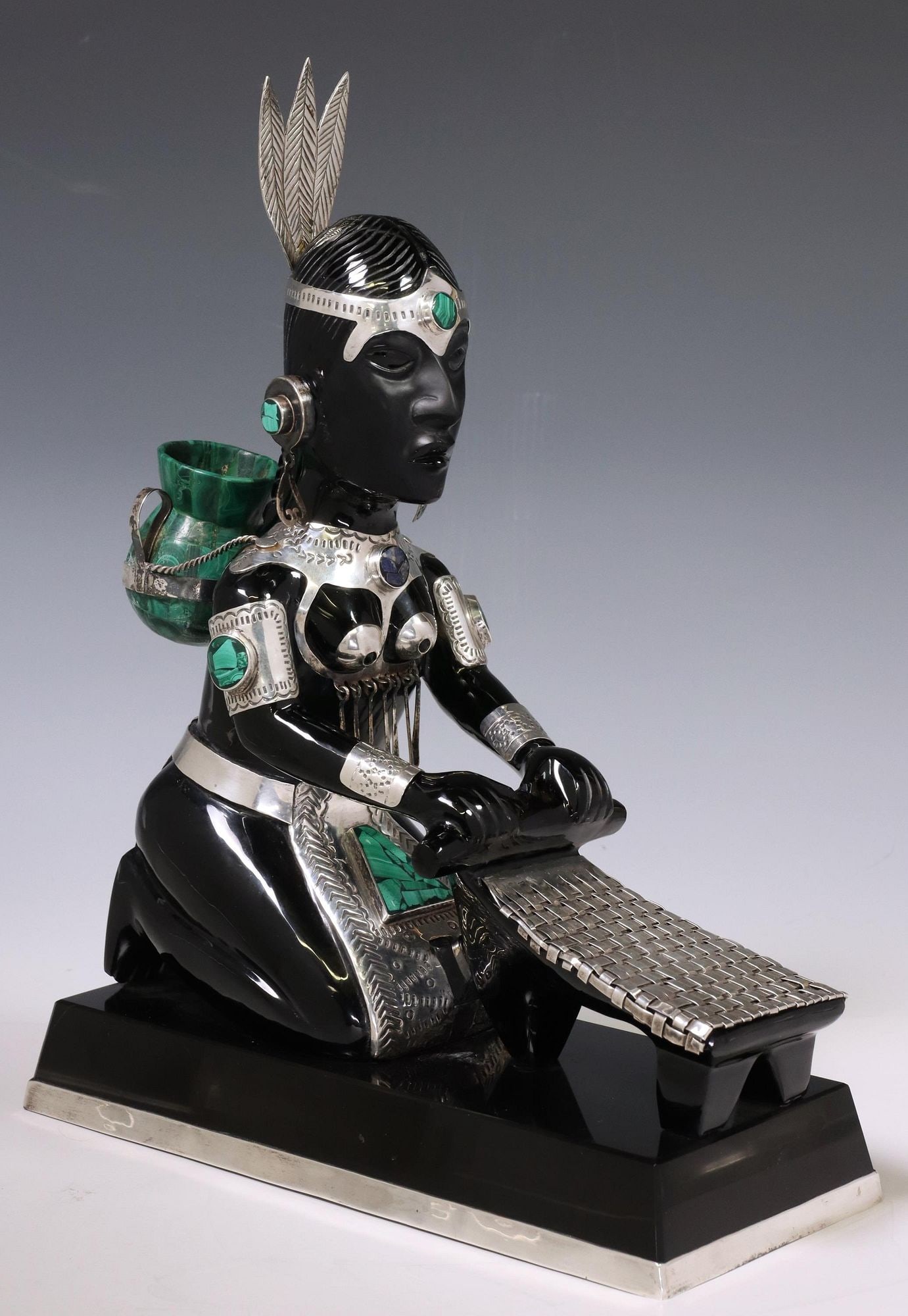 OBSIDIAN & STERLING SCULPTURE, TAXCO, MEXICO (1 of 12)