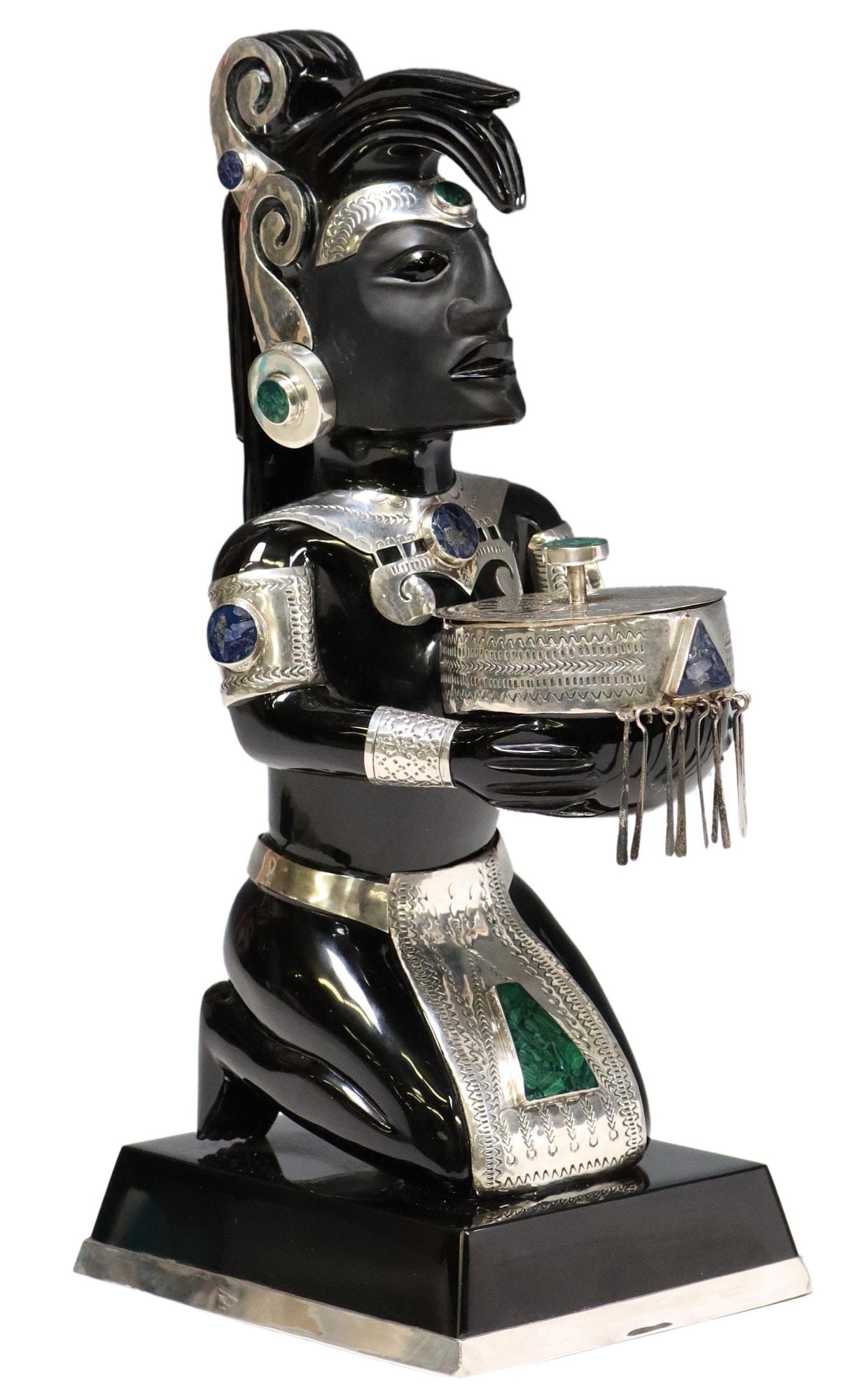 OBSIDIAN & STERLING SCULPTURE, TAXCO, MEXICO (1 of 7)