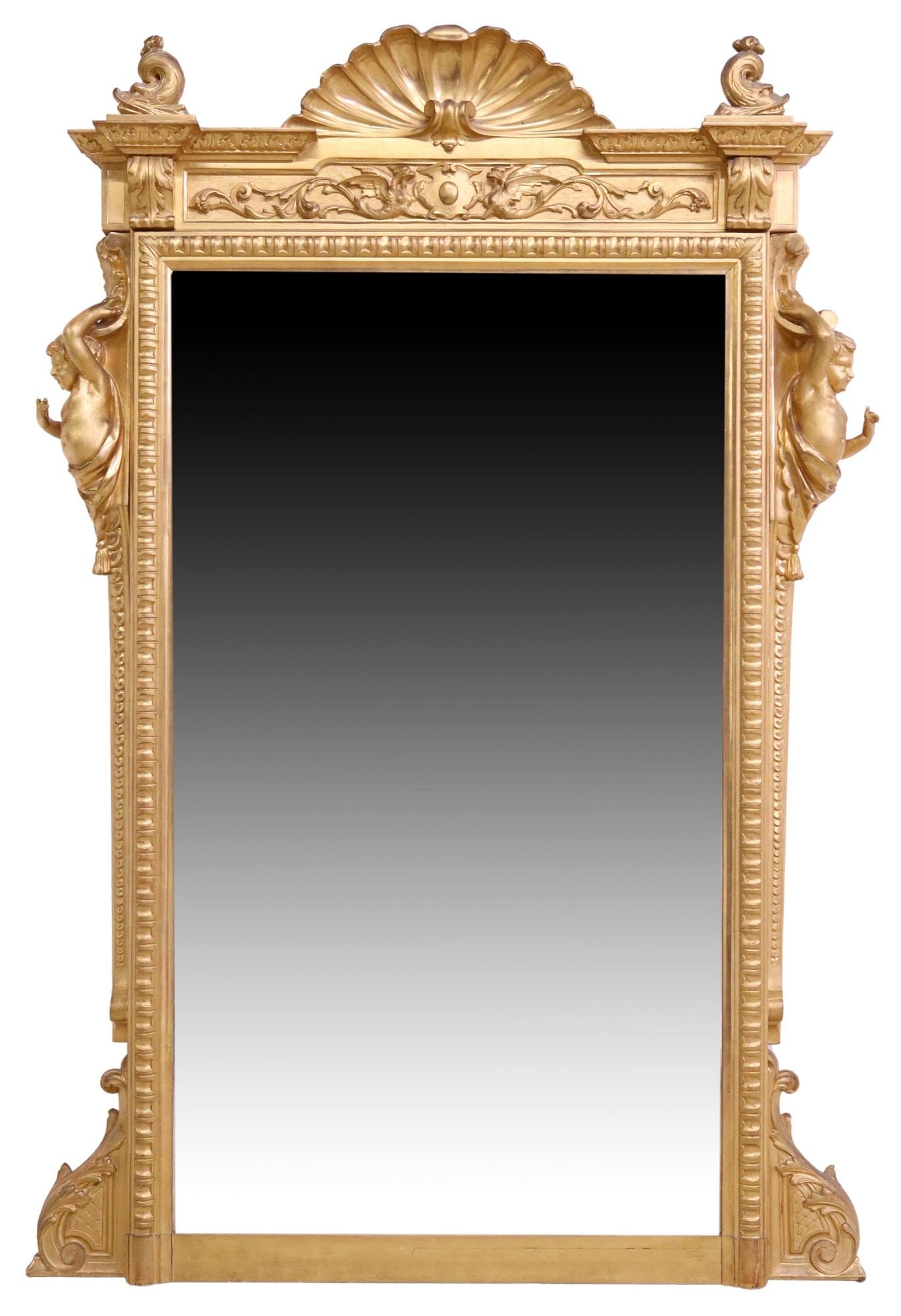 ITALIAN ROCOCO REVIVAL GILTWOOD OVERMANTEL MIRROR (1 of 3)