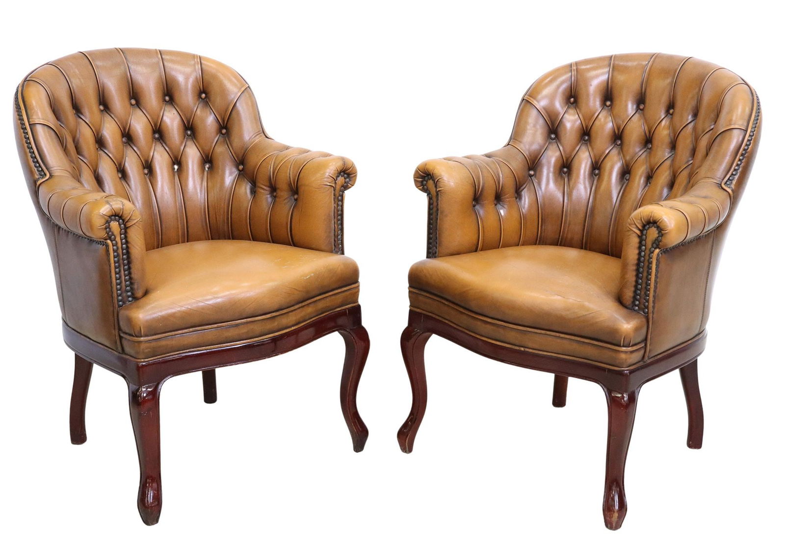 (2) VINTAGE BUTTON-TUFTED LEATHER ARMCHAIRS (1 of 3)
