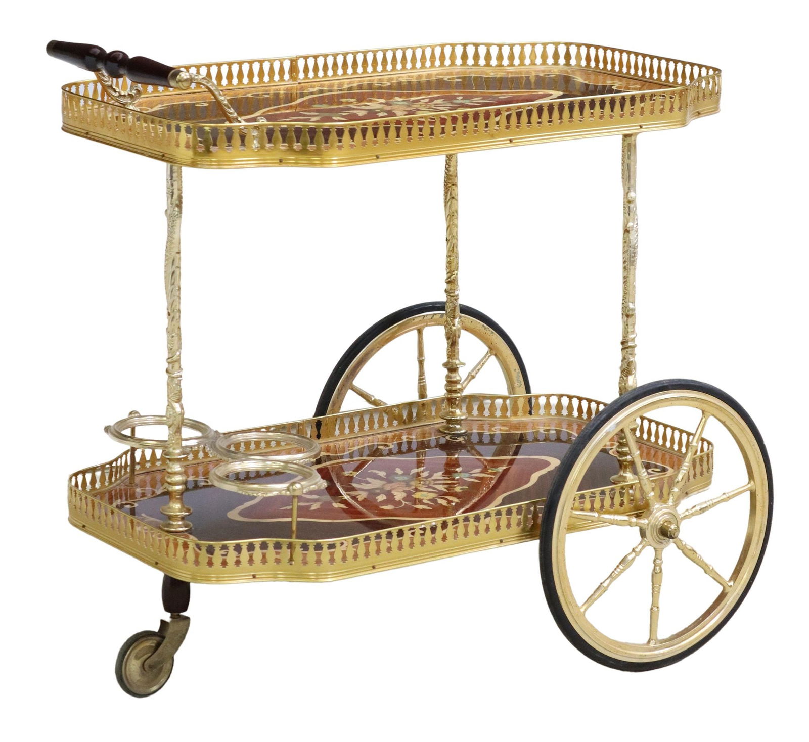 ITALIAN FLORAL MARQUETRY SERVICE TROLLEY (1 of 5)