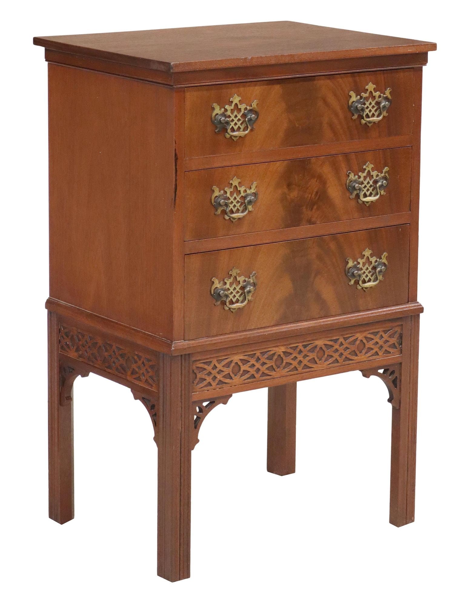 CHINESE CHIPPENDALE STYLE MAHOGANY SILVER CHEST (1 of 6)