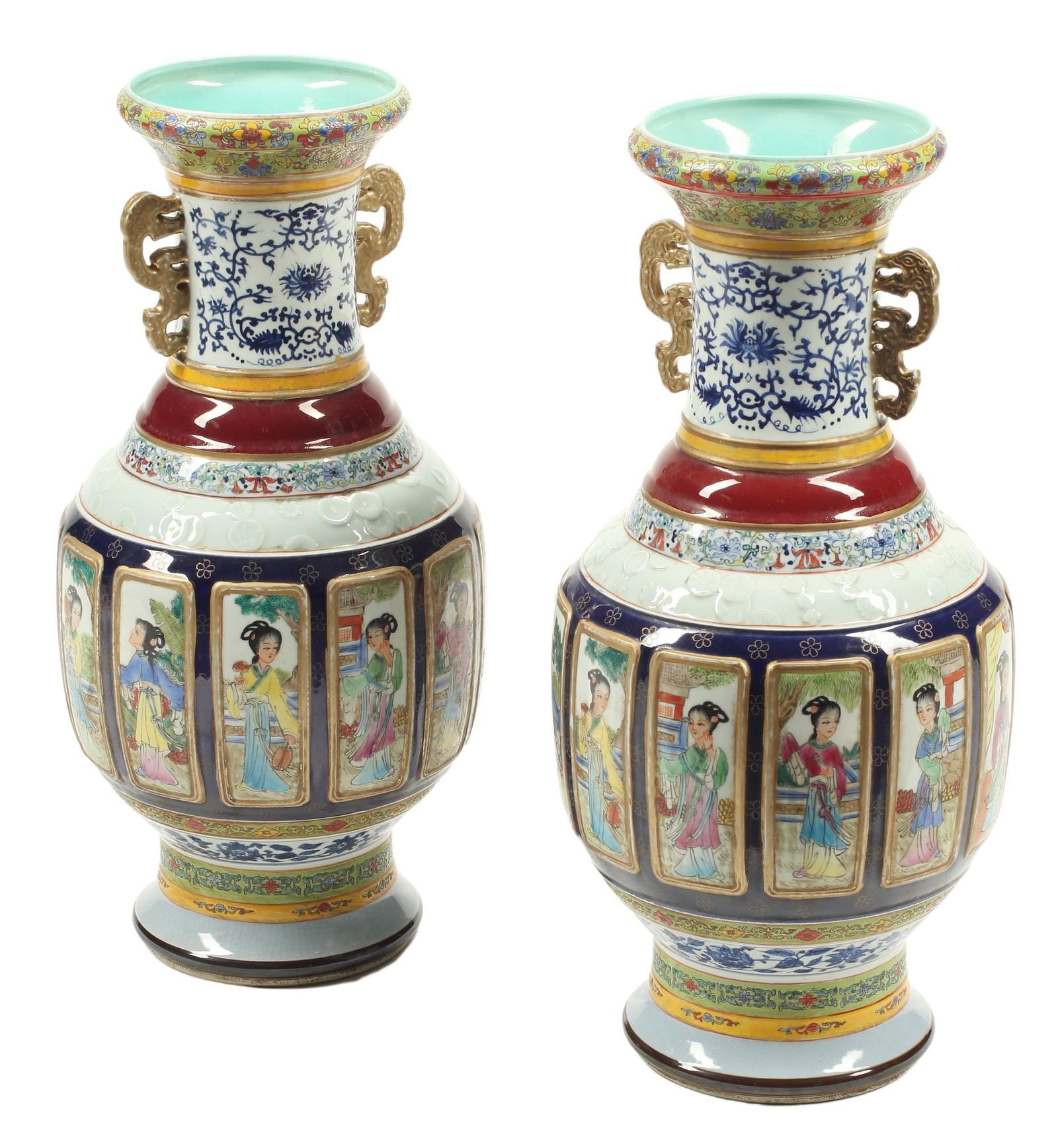 (2) CHINESE PORCELAIN VASES WITH FIGURAL PANELS (1 of 7)
