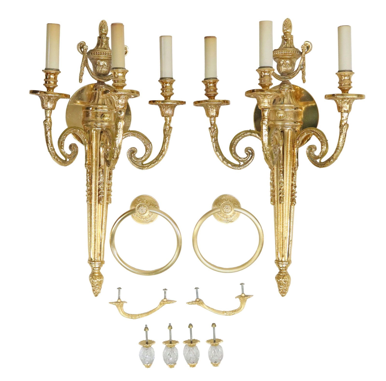 (10) GILT METAL 3-LT WALL SCONCES & HARDWARE GROUP (1 of 4)