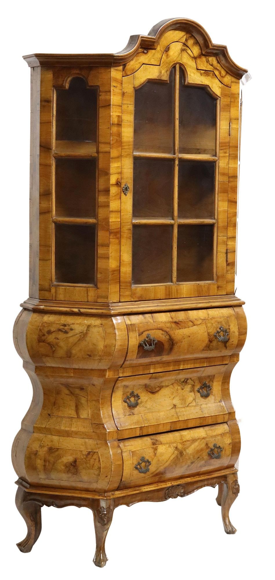 VENETIAN PATCHWORK VITRINE ON BOMBE CHEST (1 of 5)