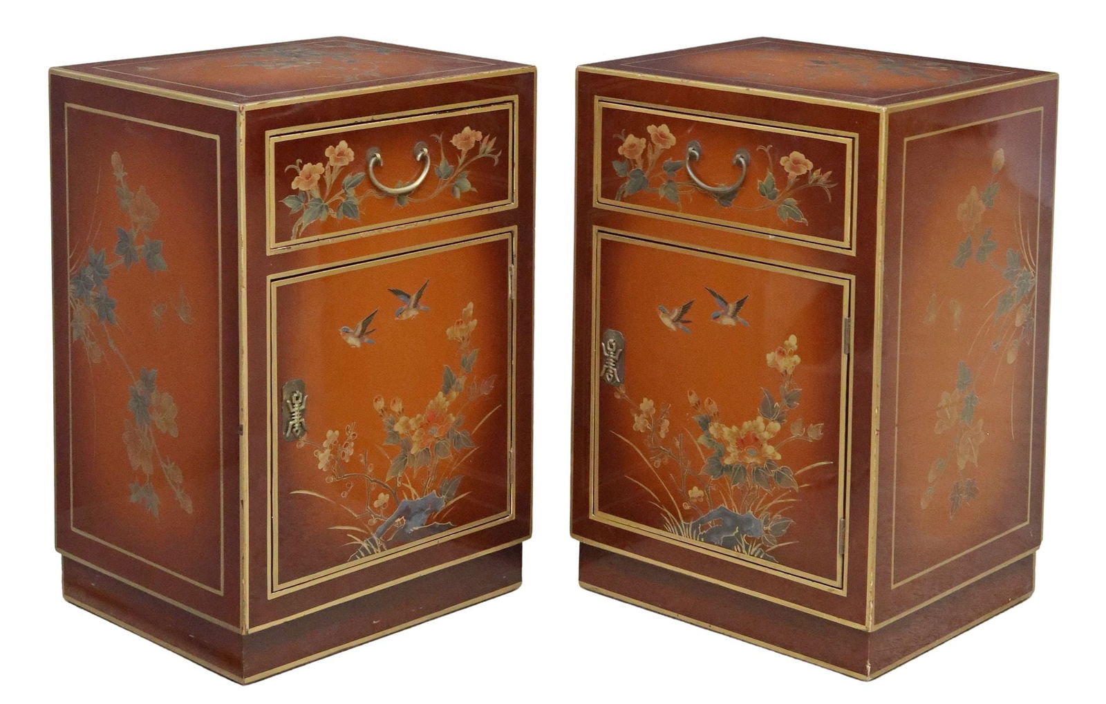 (2) CHINOISEIRE LAQUERED & PARCEL GILT NIGHTSTANDS (1 of 6)
