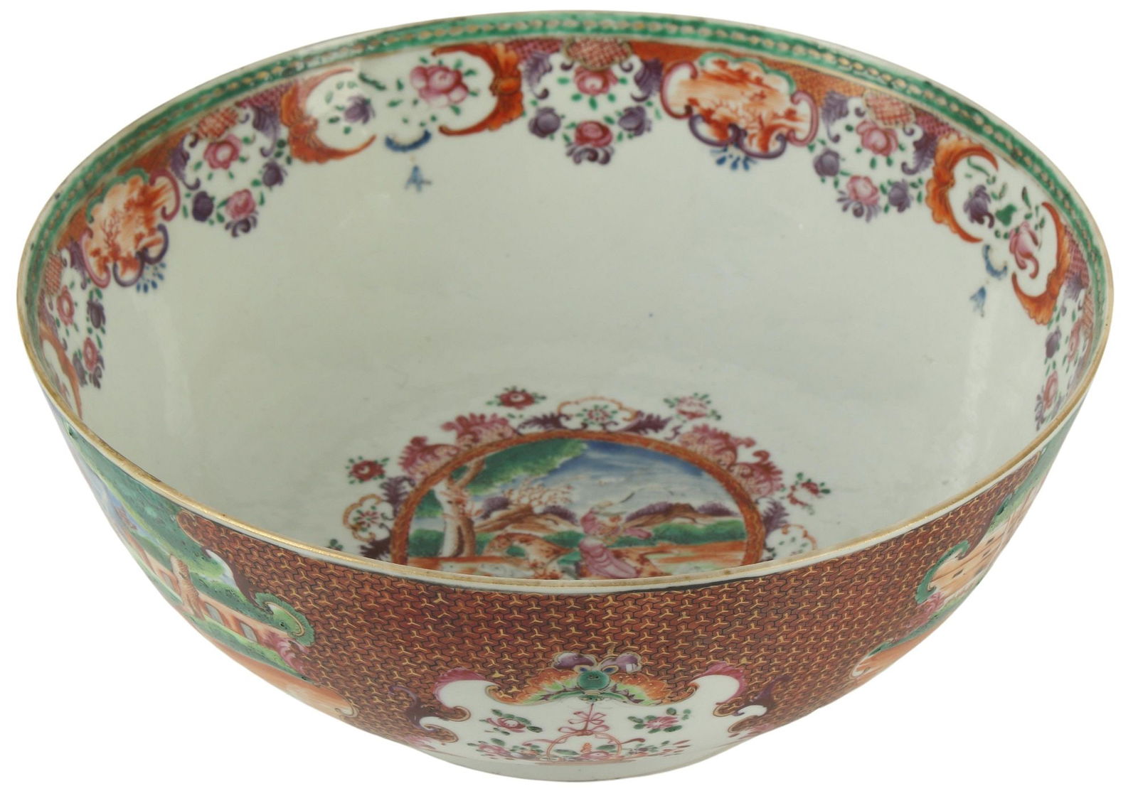 CHINESE EXPORT MANDARIN PALETTE HUNTING SCENE BOWL (1 of 4)
