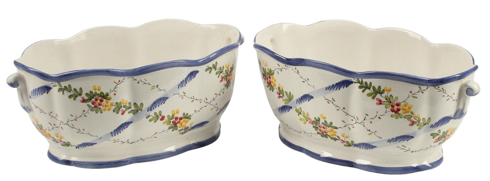 (2) ITALIAN HANDPAINTED CERAMIC PLANTERS, GUMPS (1 of 4)