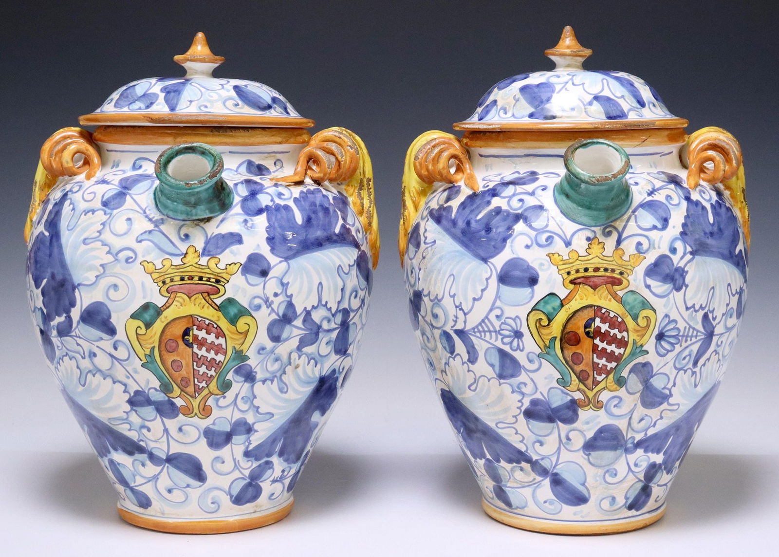 (2) LARGE ITALIAN MAJOLICA COVERED PHARMACY JARS (1 of 5)
