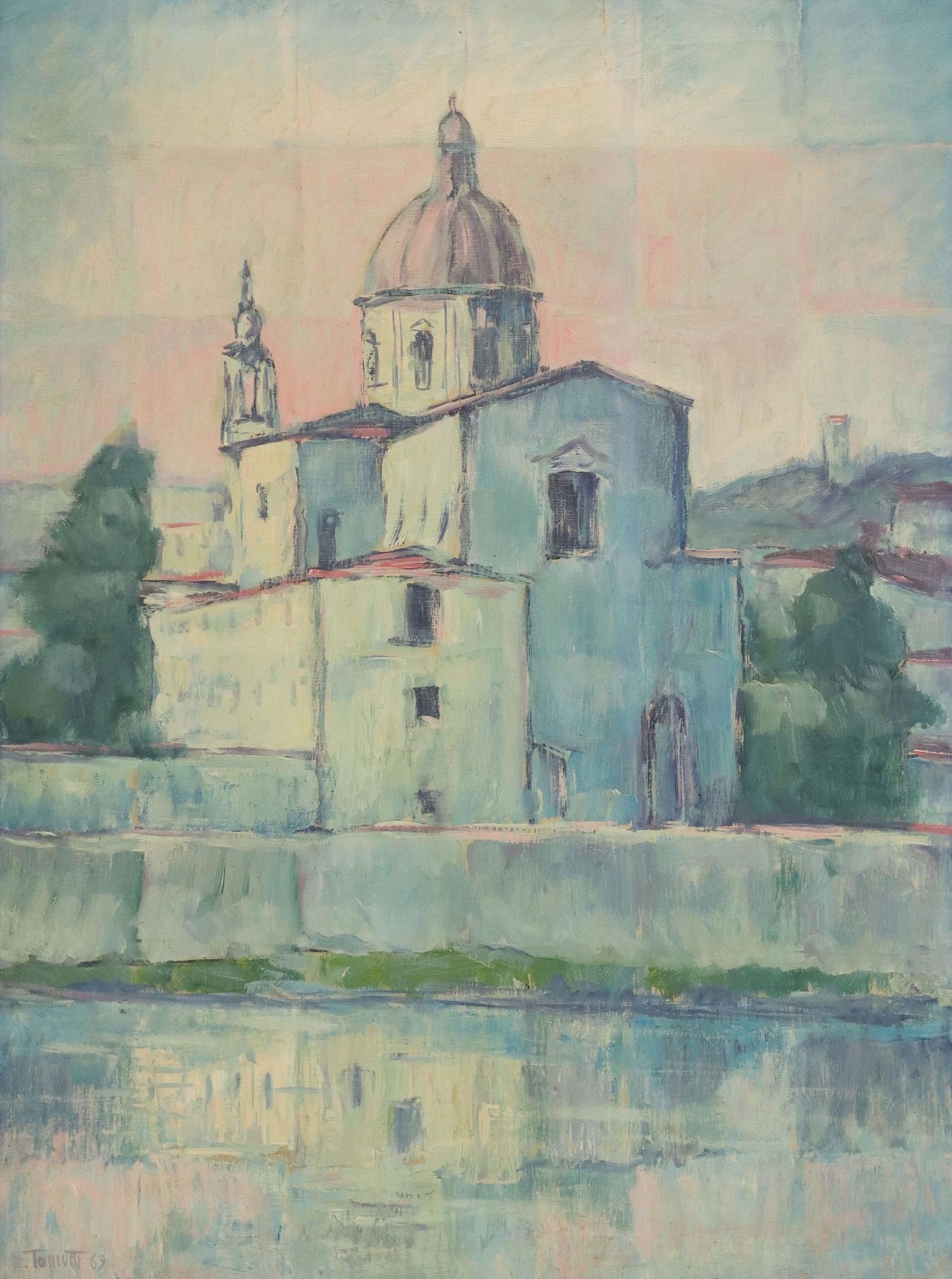 SIGNED OIL PAINTING ON CANVAS 'CHIESA FIORENTINA' (1 of 4)