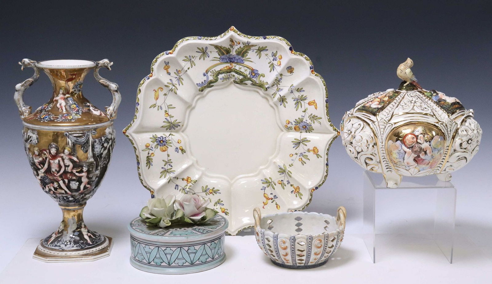 (5) CERAMIC TABLE DECOR, CAPIDOMONTE & OTHER (1 of 6)