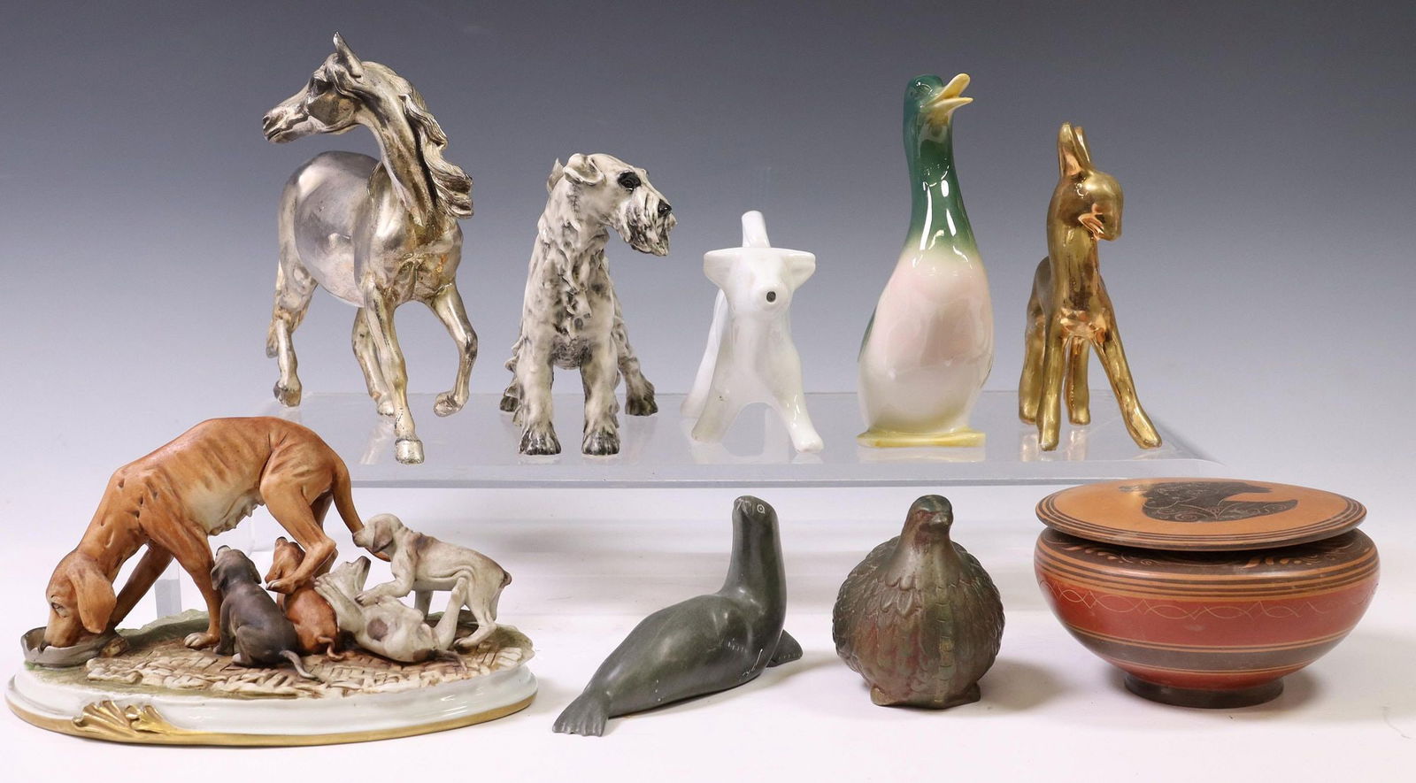 (9) ASSORTED TABLE DECOR, ANIMAL FIGURES & BOWL (1 of 5)