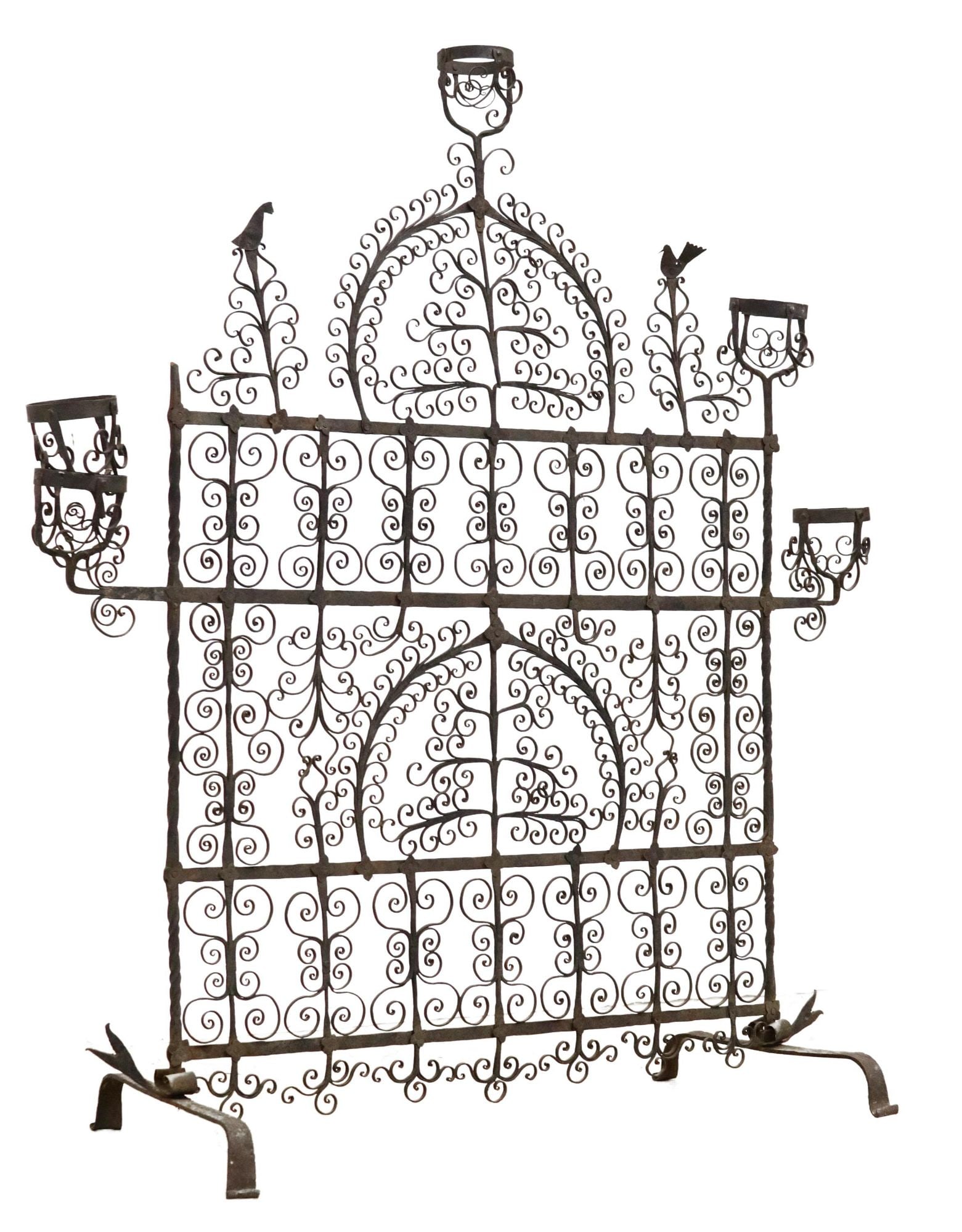 LARGE SPANISH WROUGHT IRON STANDING FLOOR SCREEN (1 of 5)