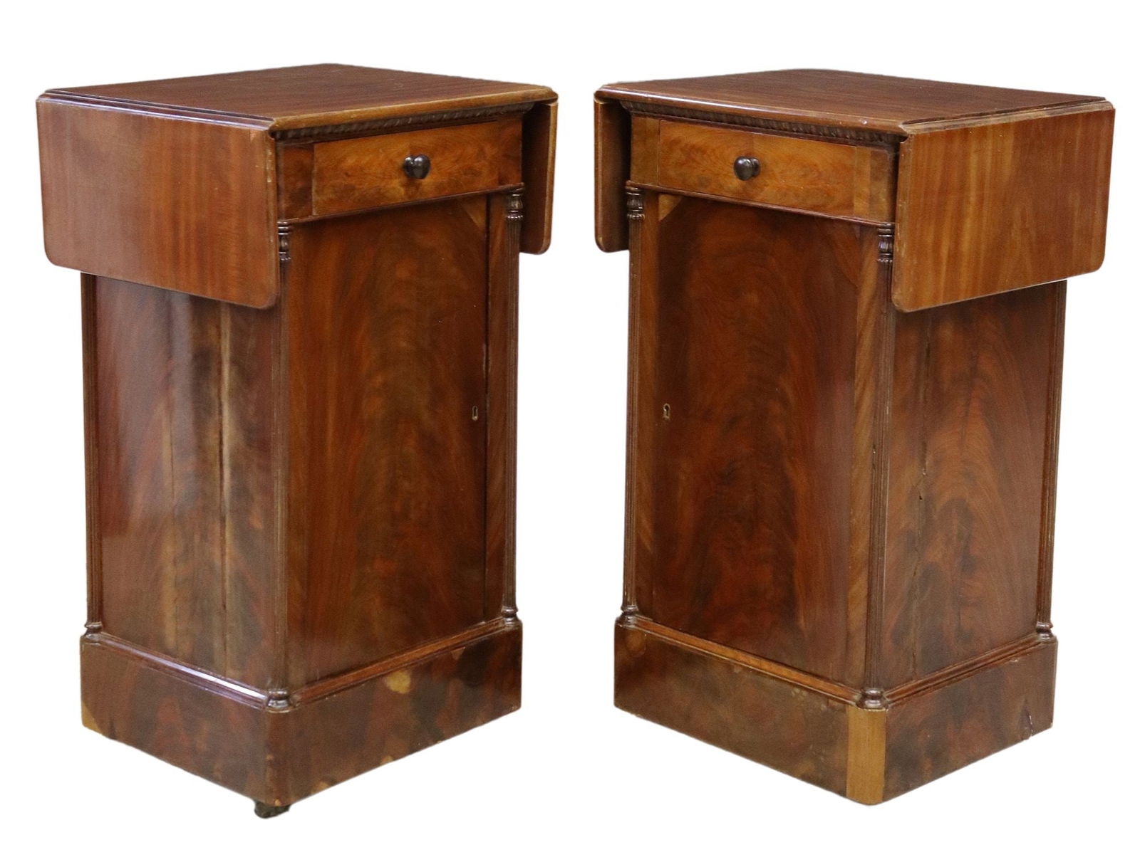 (2) ENGLISH FLAME MAHOGANY DROP-SIDE SIDE CABINETS (1 of 6)