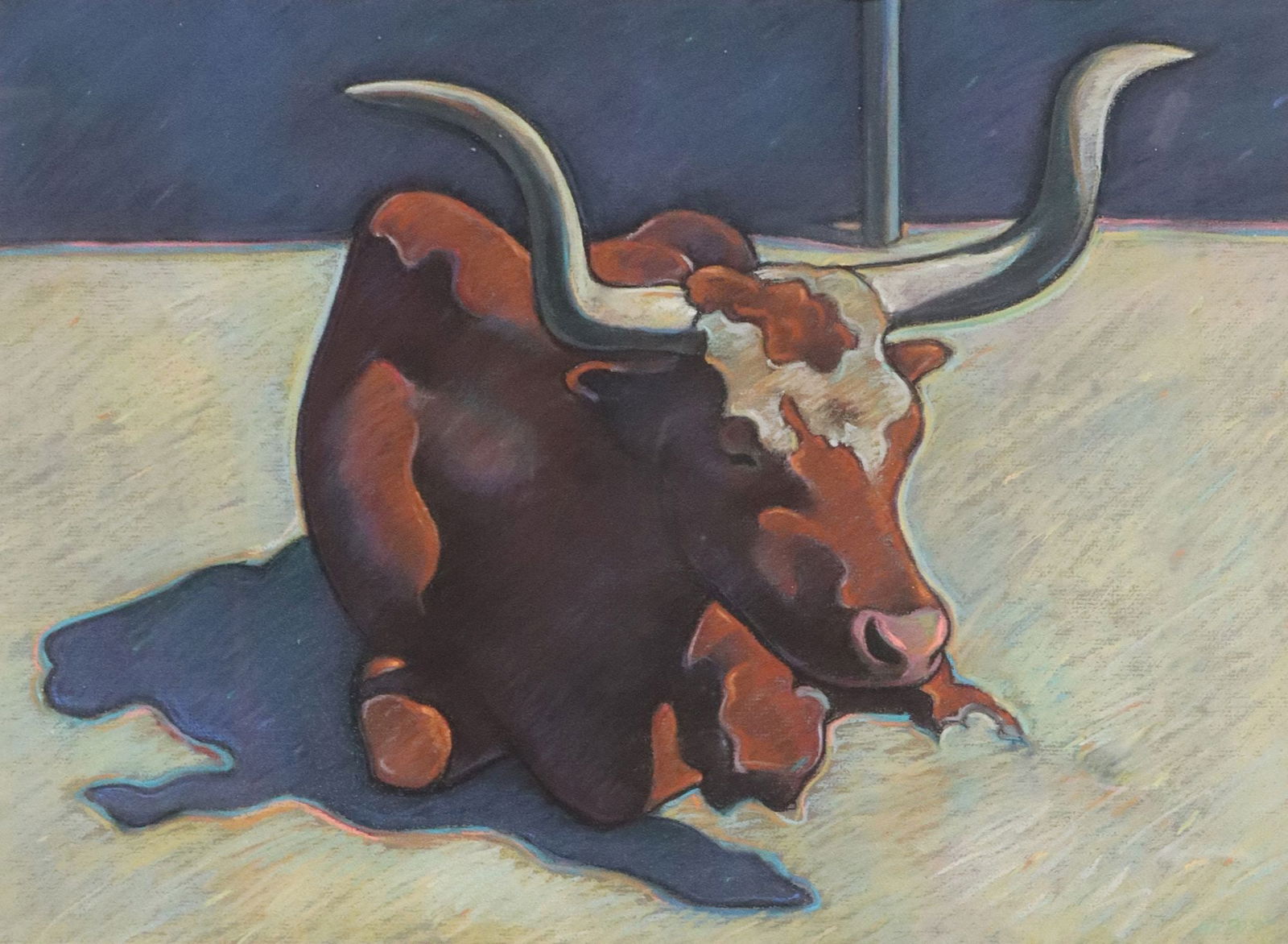 HOWARD POST (B.1948) PASTEL DRAWING LONGHORN (1 of 4)