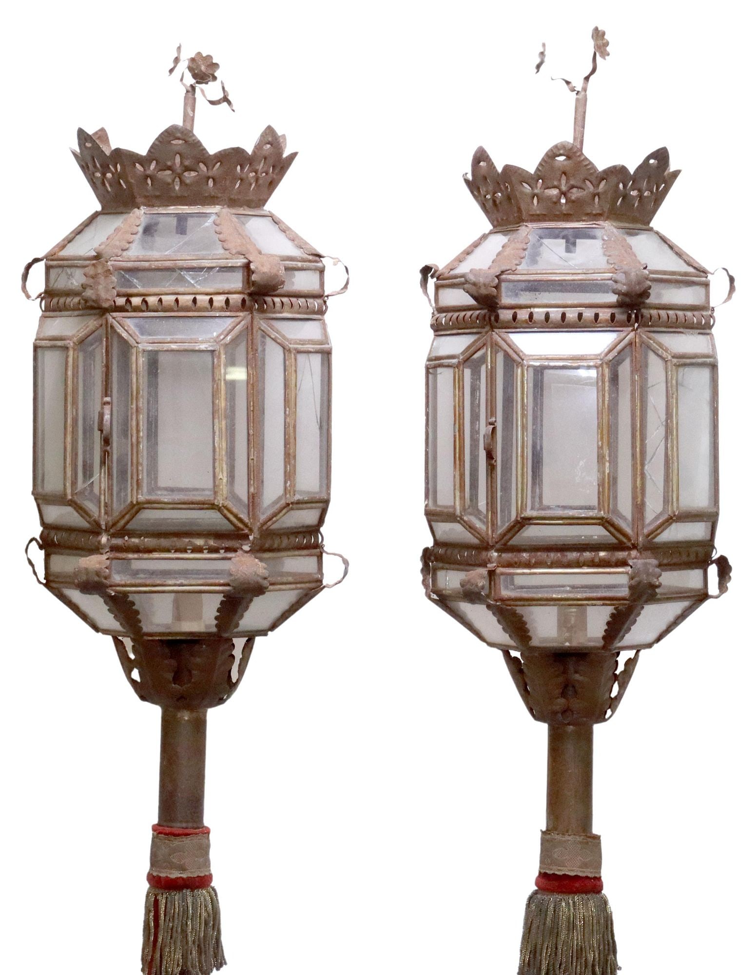 (2) SPANISH PATINATED METAL PROCESSIONAL LANTERNS (1 of 6)