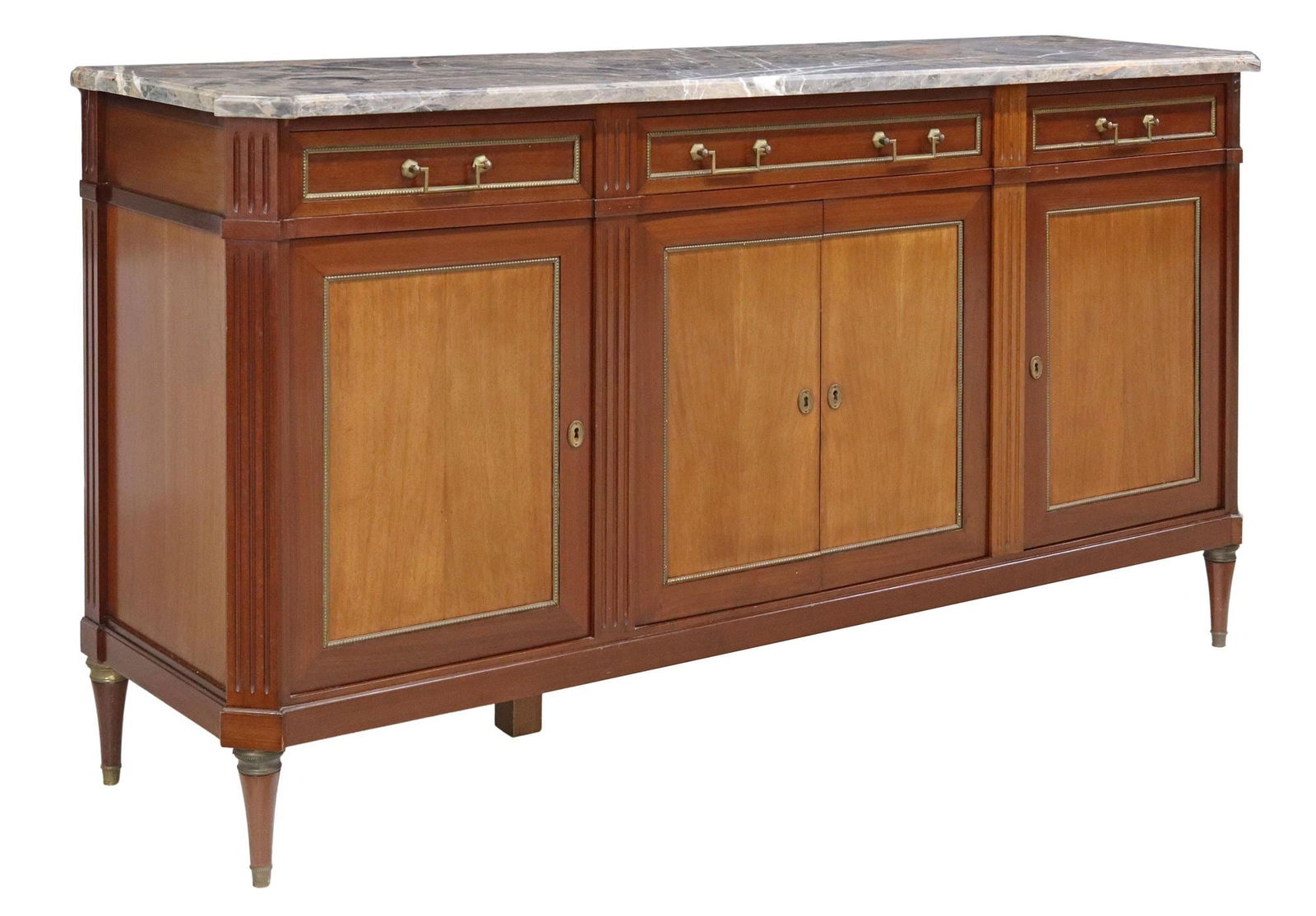 LOUIS XVI STYLE MARBLE-TOP MAHOGANY SIDEBOARD (1 of 6)