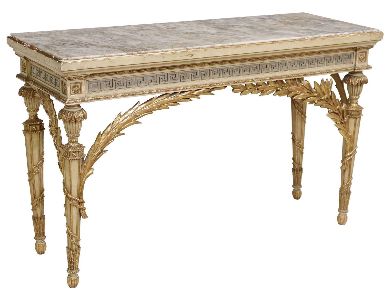 NEOCLASSICAL STYLE PARCEL GILT & MARBLE CONSOLE (1 of 4)