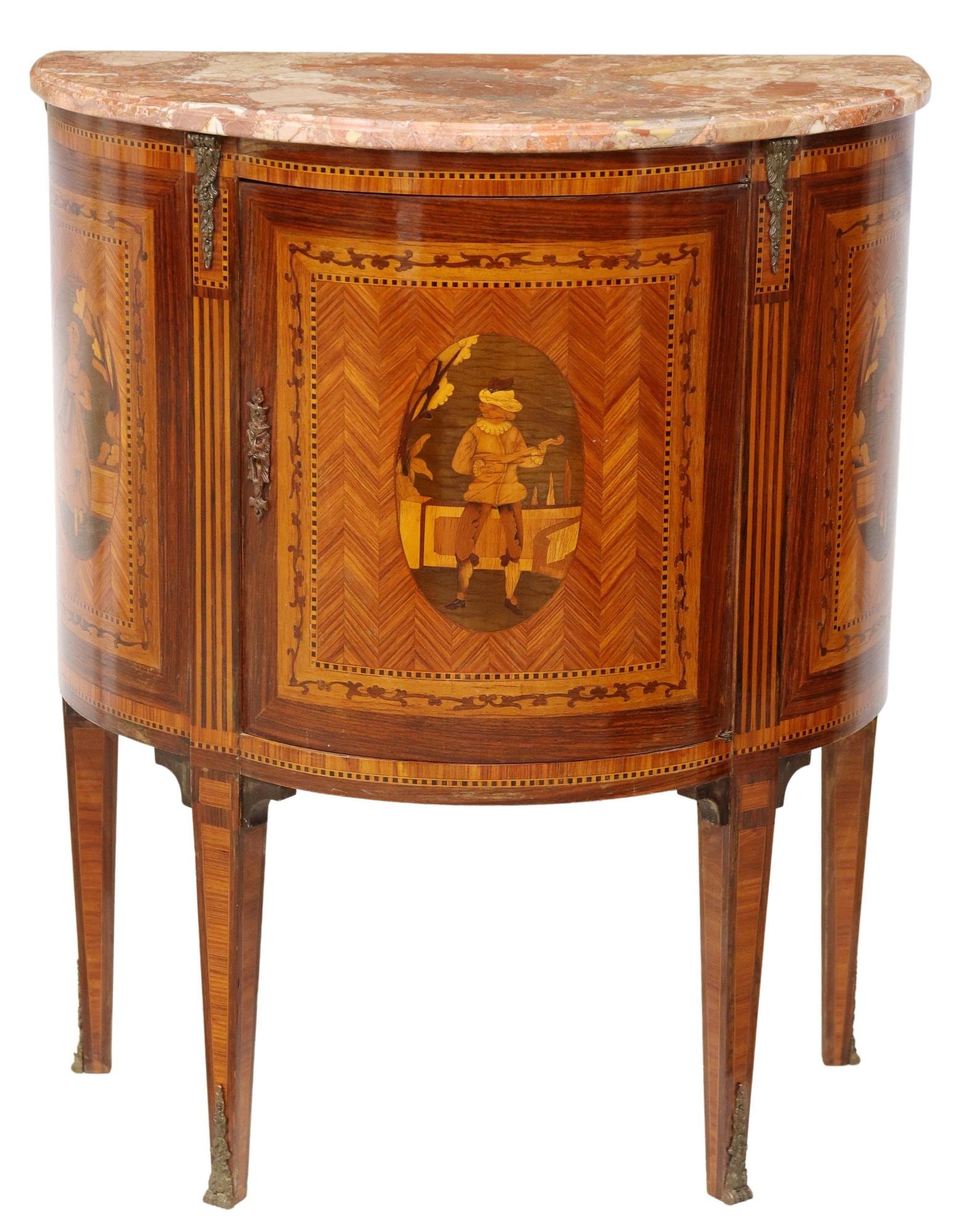 LOUIS XVI STYLE DEMILUNE MARQUETRY SERVER (1 of 6)