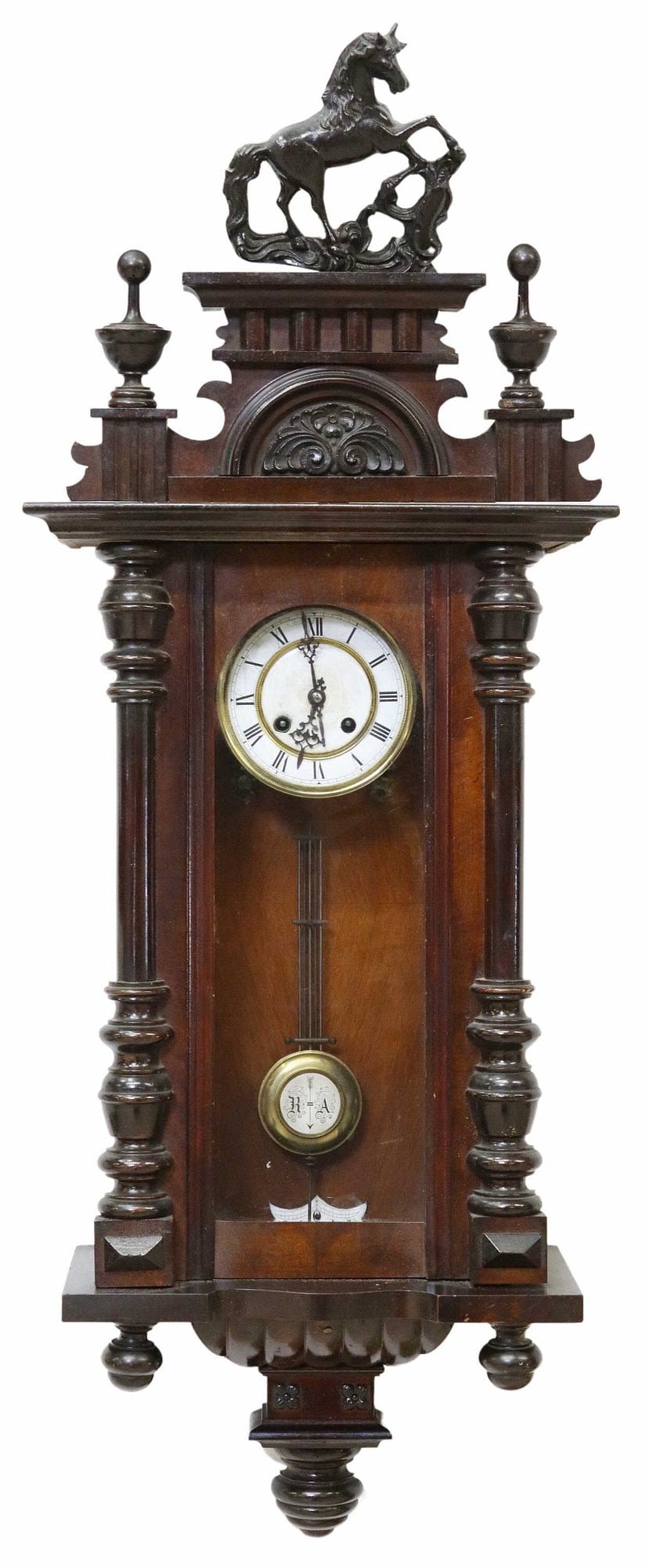 REGULATOR WALL CLOCK WITH HORSE CREST (1 of 7)