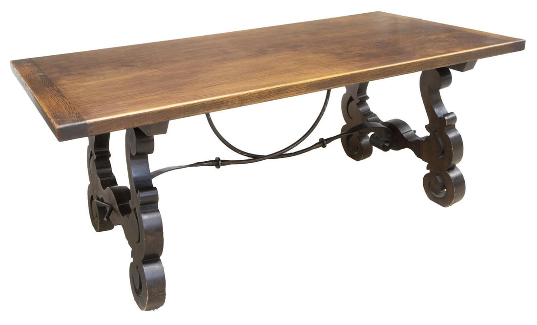 LARGE SPANISH BAROQUE STYLE DINING TABLE, 71"L (1 of 3)