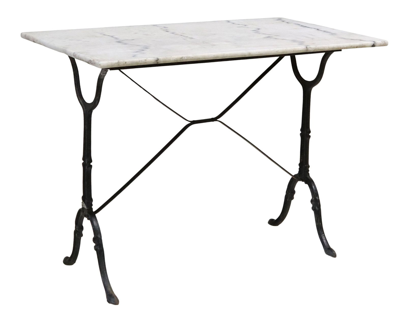 FRENCH MARBLE-TOP CAST IRON BISTRO TABLE (1 of 4)