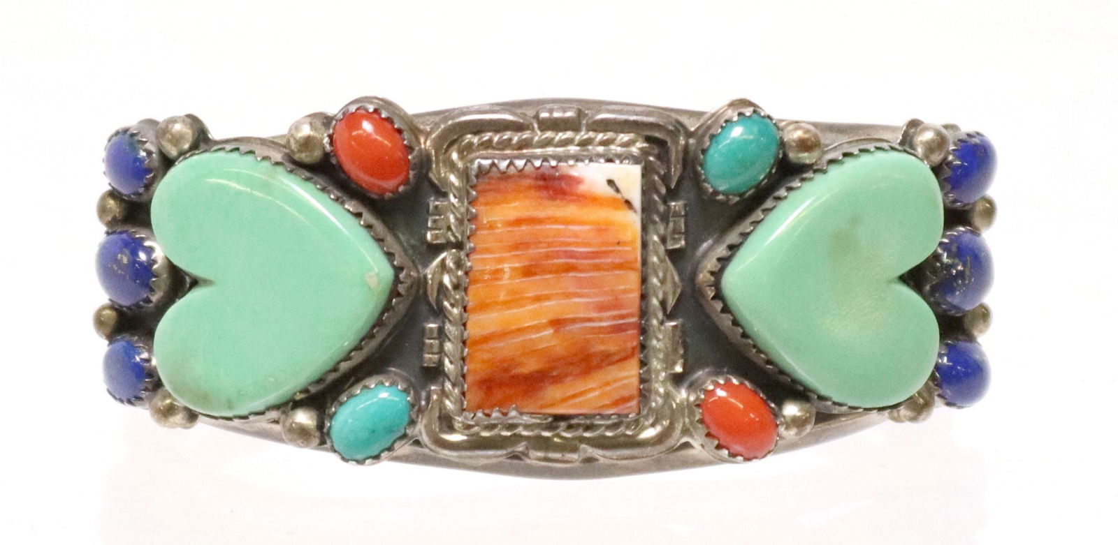 SOUTHWEST STYLE STERLING & MULTICOLOR STONE CUFF (1 of 5)